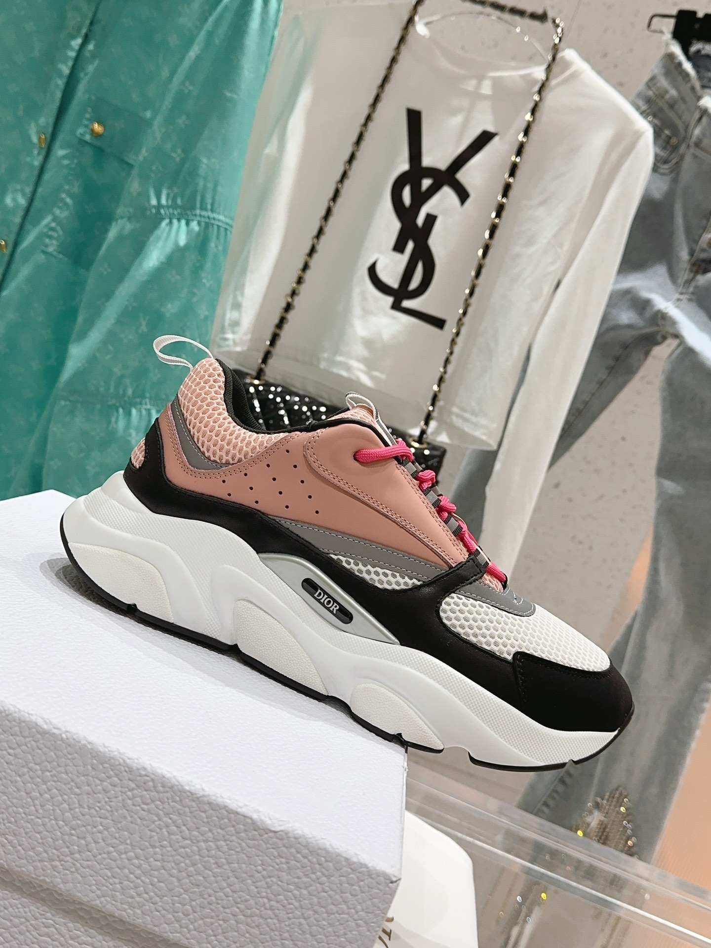 Bagsaaa D10r Essentials B22 SNEAKER Pink Technical Mesh and Smooth Calfskin