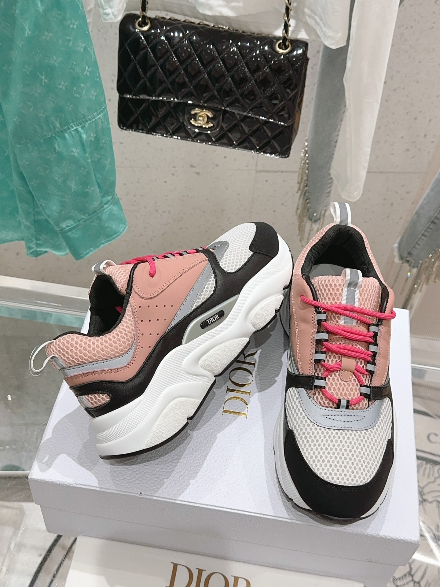 Bagsaaa D10r Essentials B22 SNEAKER Pink Technical Mesh and Smooth Calfskin