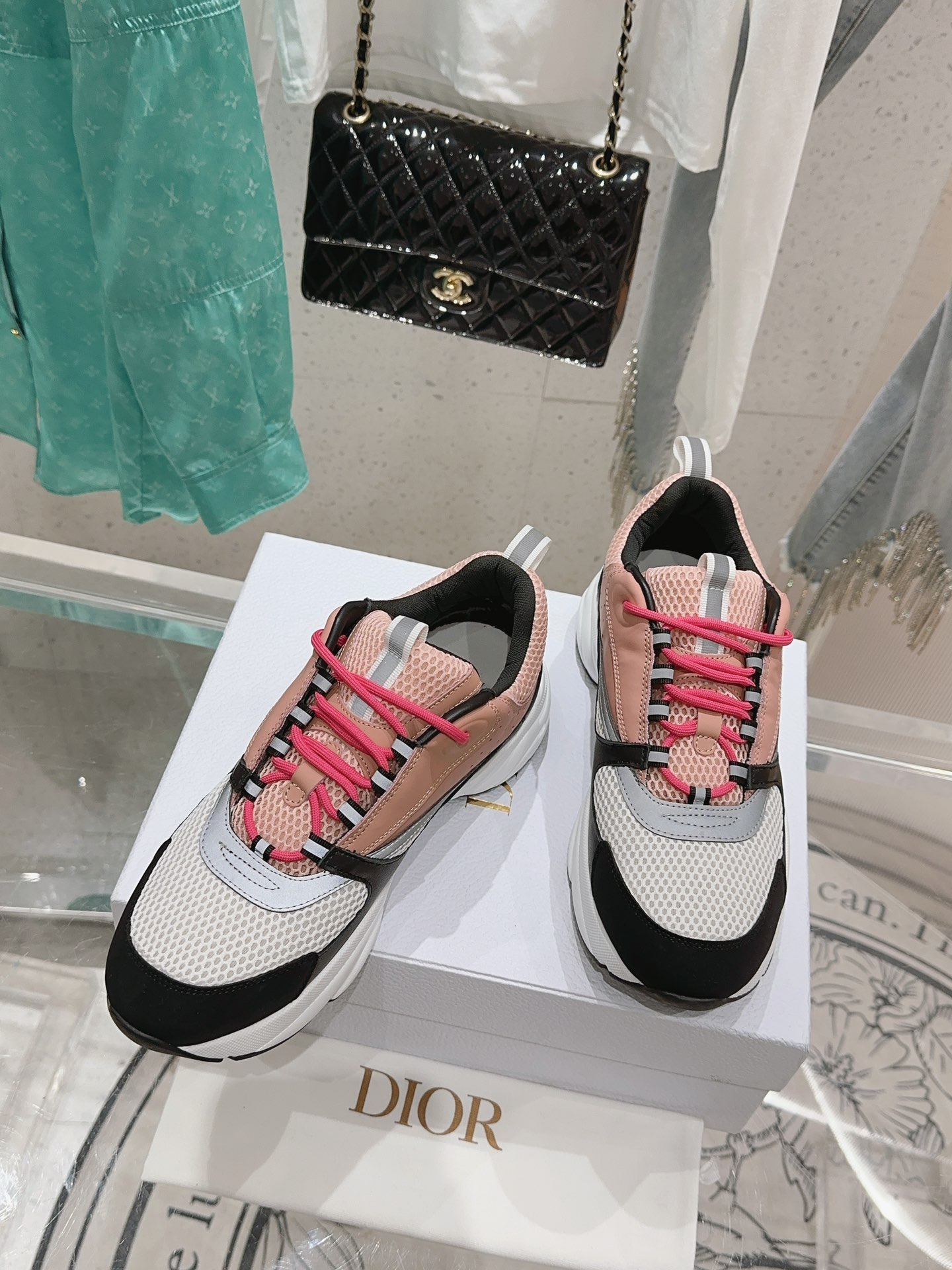 Bagsaaa D10r Essentials B22 SNEAKER Pink Technical Mesh and Smooth Calfskin