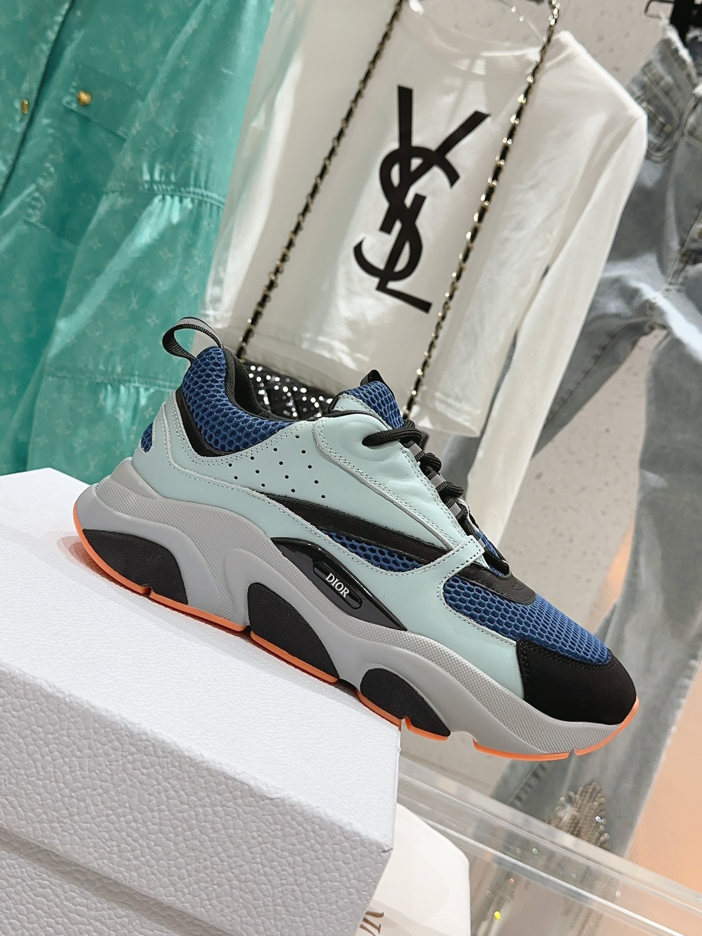 Bagsaaa D10r Essentials B22 SNEAKER Blue Technical Mesh and Smooth Calfskin