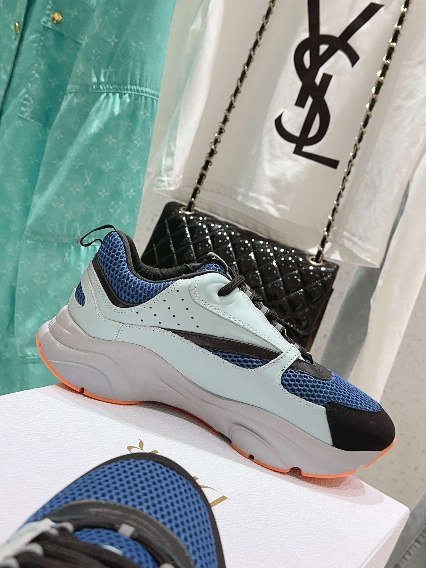 Bagsaaa D10r Essentials B22 SNEAKER Blue Technical Mesh and Smooth Calfskin