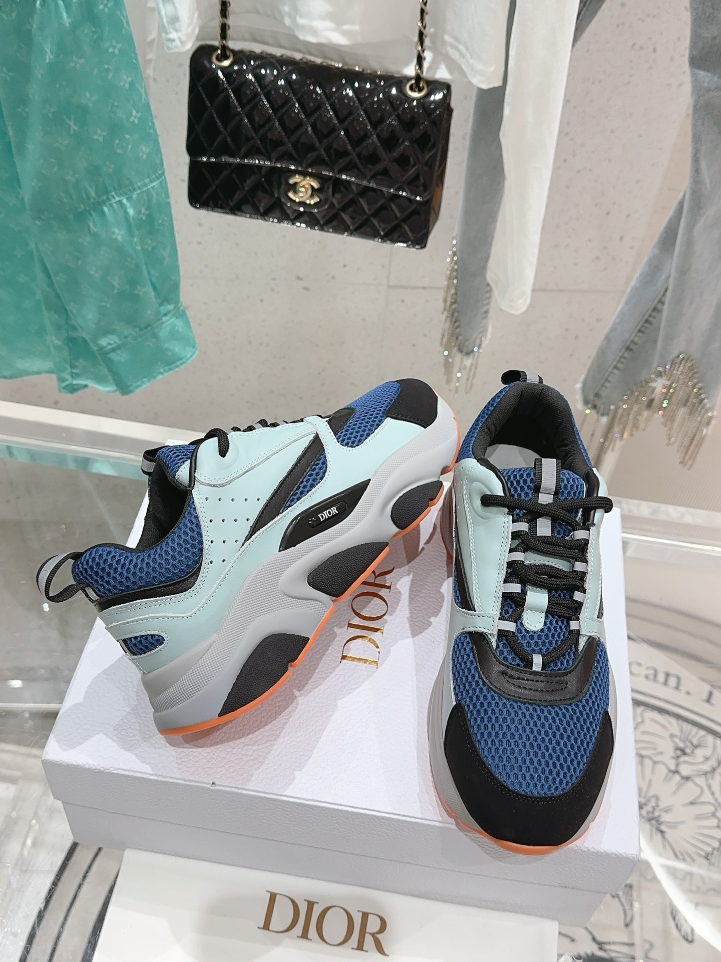 Bagsaaa D10r Essentials B22 SNEAKER Blue Technical Mesh and Smooth Calfskin