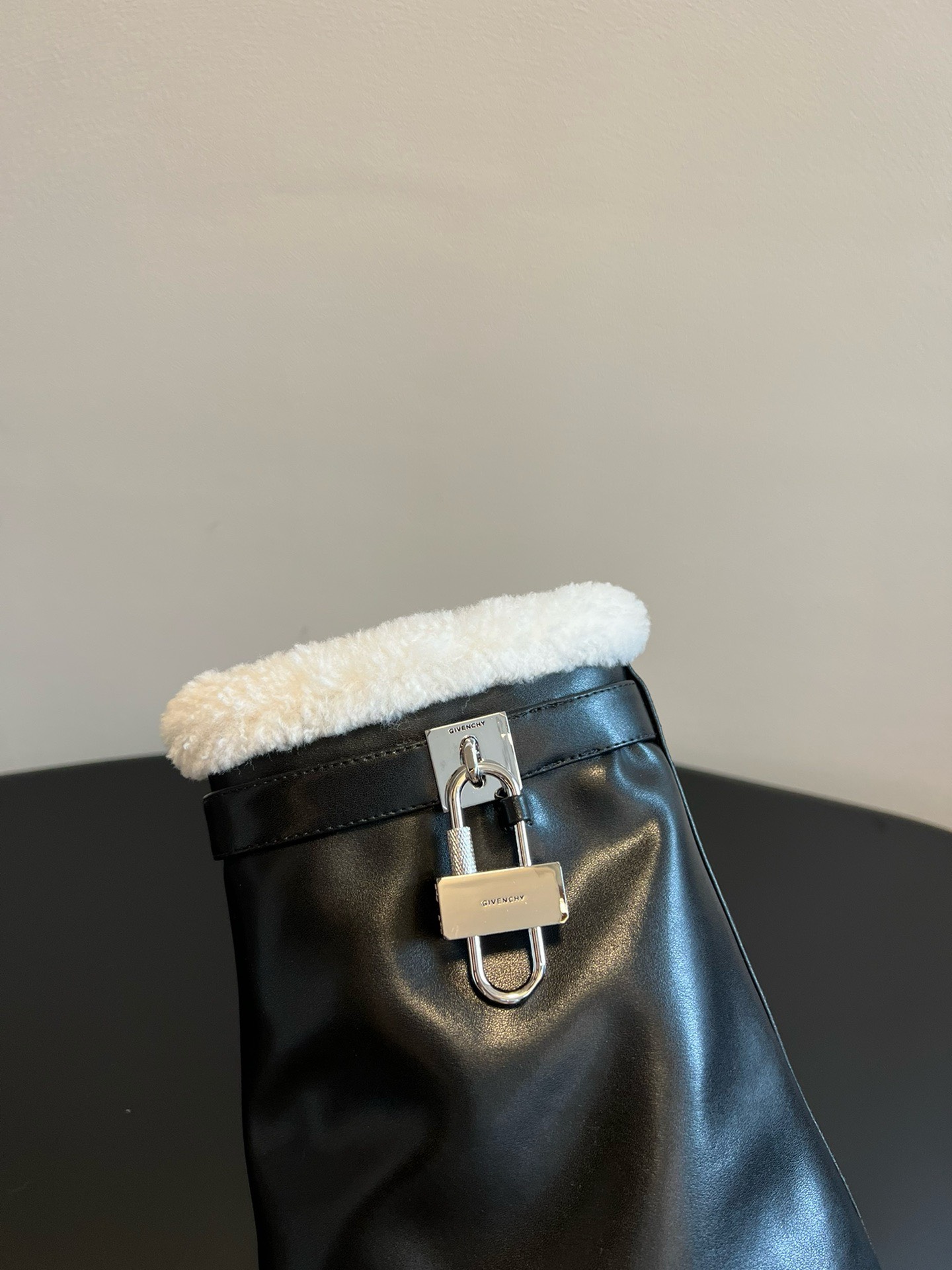 Bagsaaa Givenchy Shark Lock Sneakers Boots in shearling black