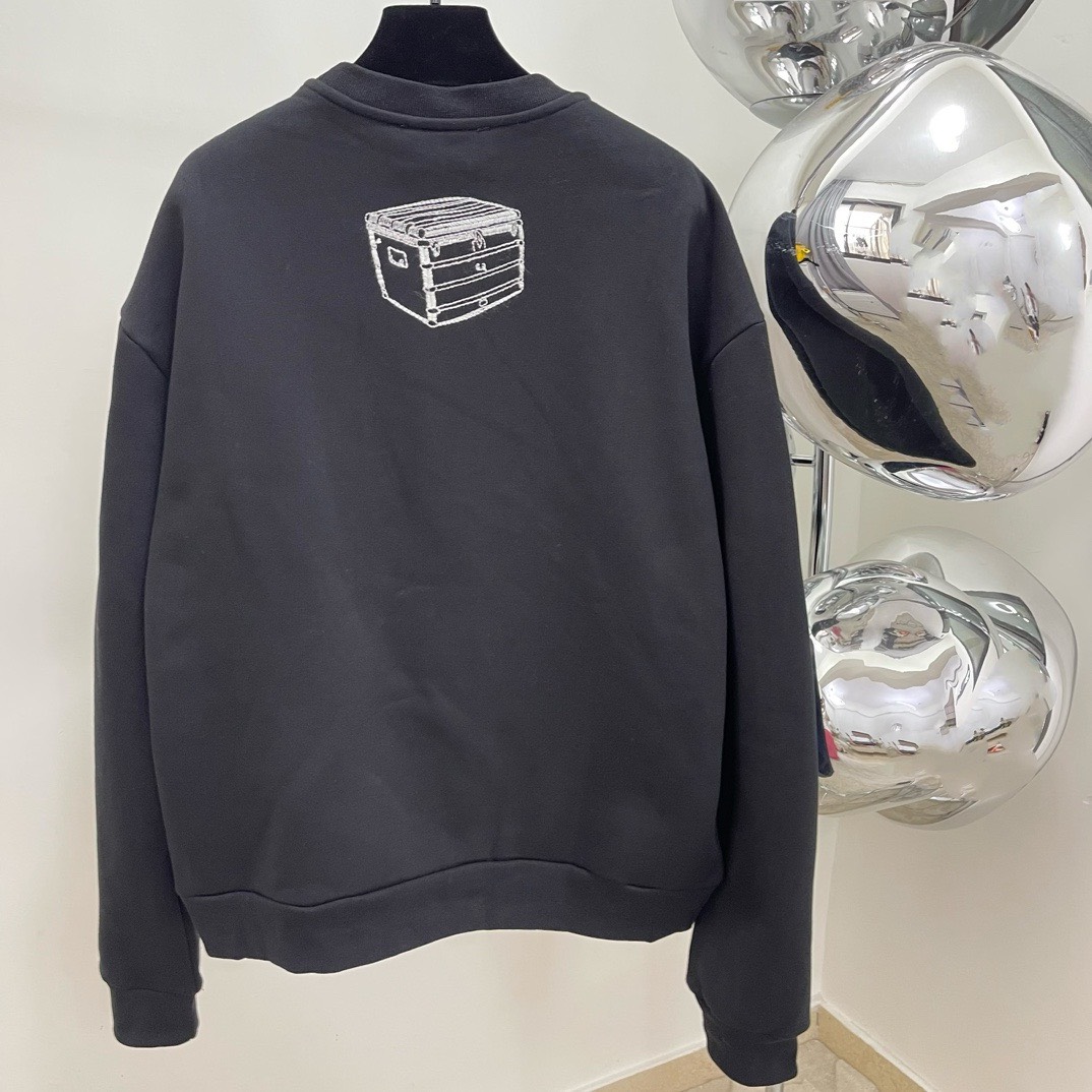 Bagsaaa L0vis Vvtt0n Embroidered Cotton Sweatshirt Black