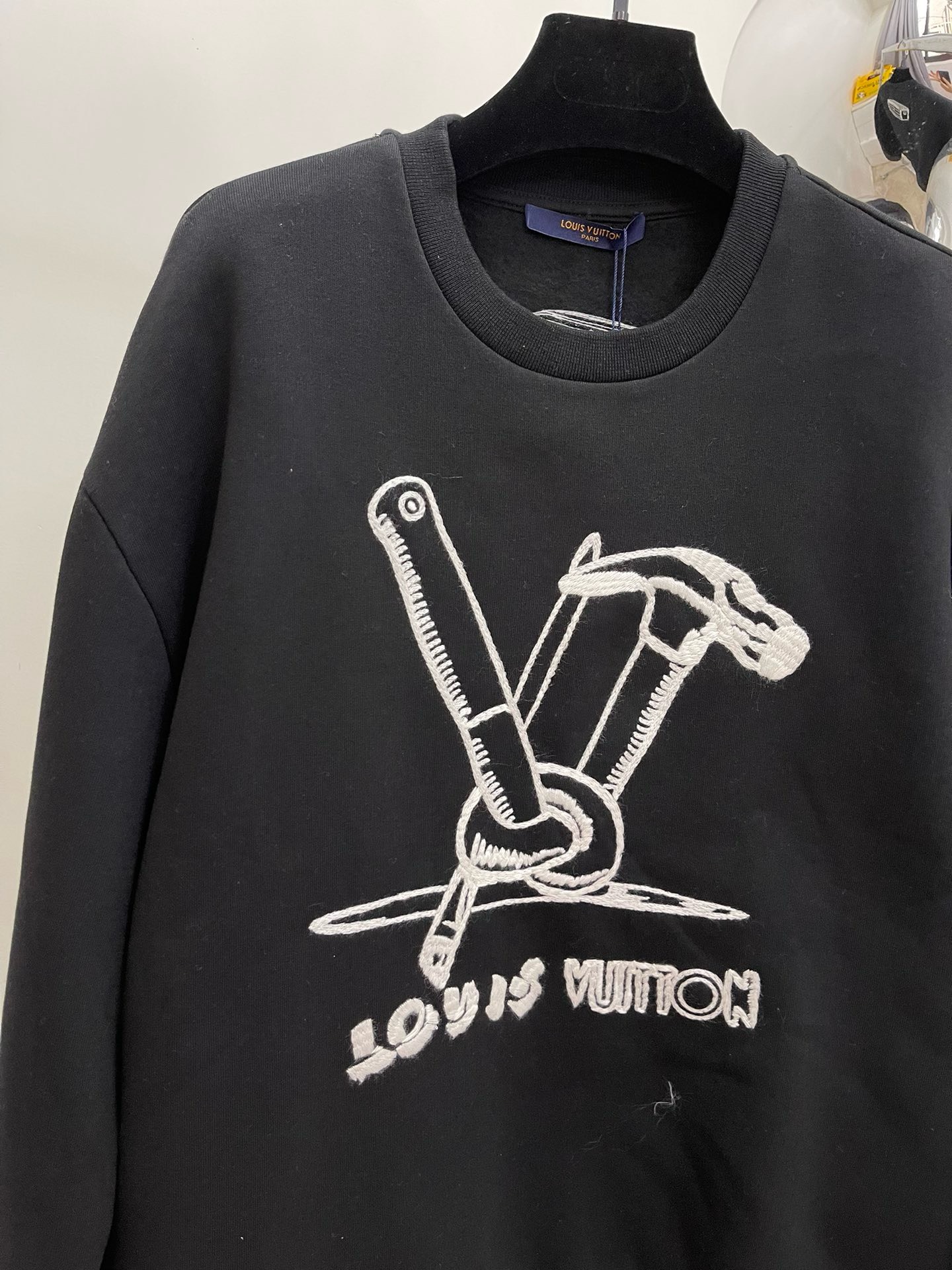 Bagsaaa L0vis Vvtt0n Embroidered Cotton Sweatshirt Black