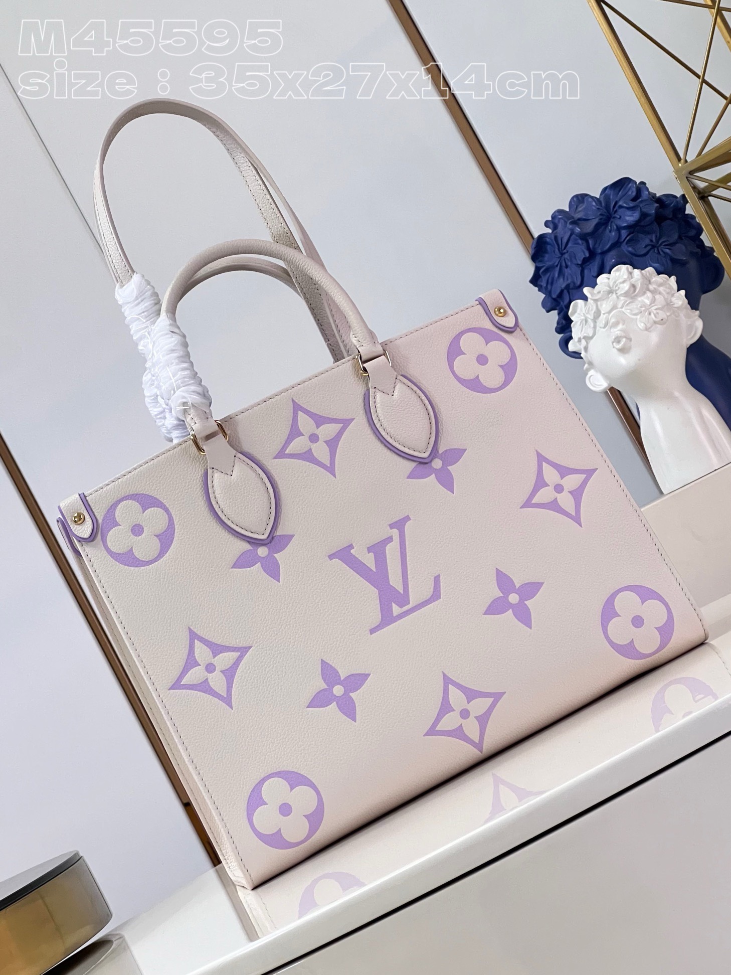 Bagsaaa L0vis Vvtt0n Onthego MM White&Purple - 35*27*14CM