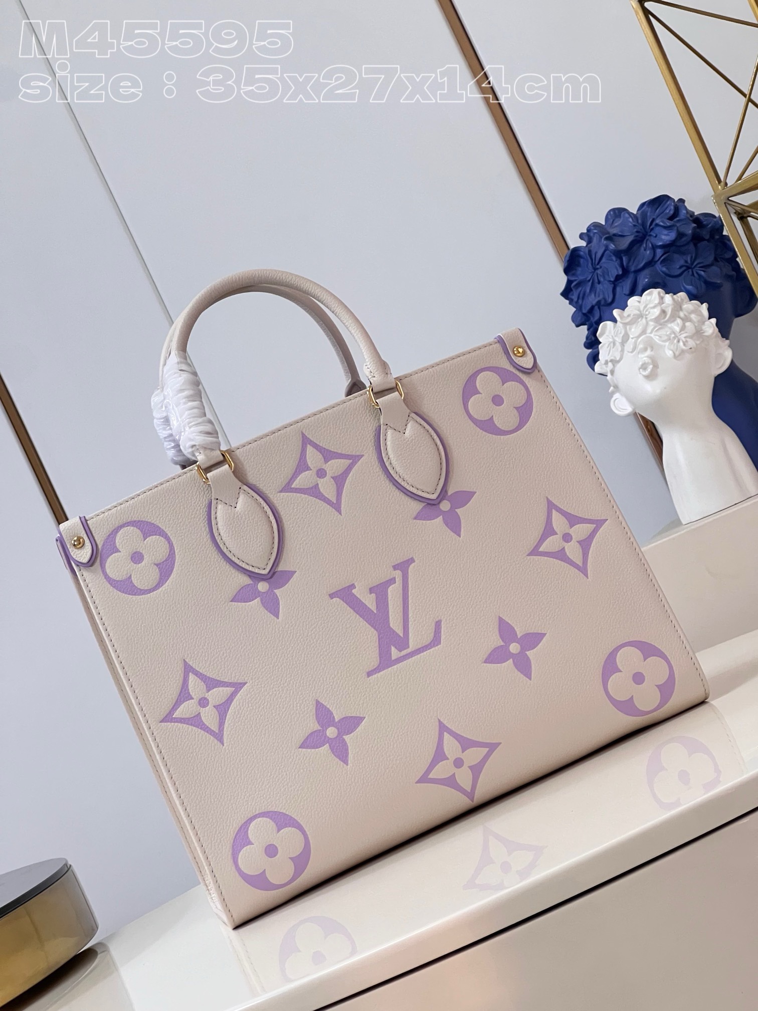 Bagsaaa L0vis Vvtt0n Onthego MM White&Purple - 35*27*14CM