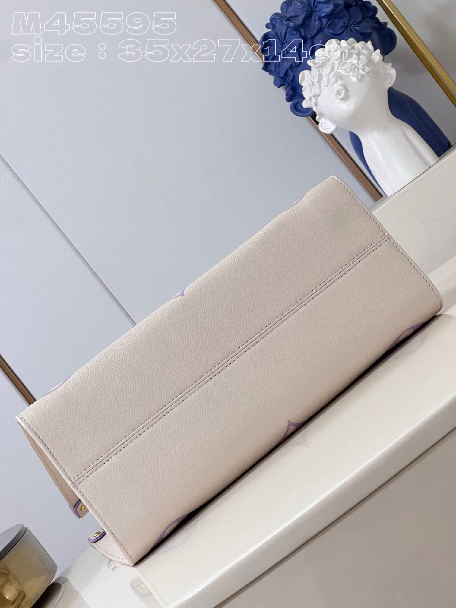 Bagsaaa L0vis Vvtt0n Onthego MM White&Purple - 35*27*14CM