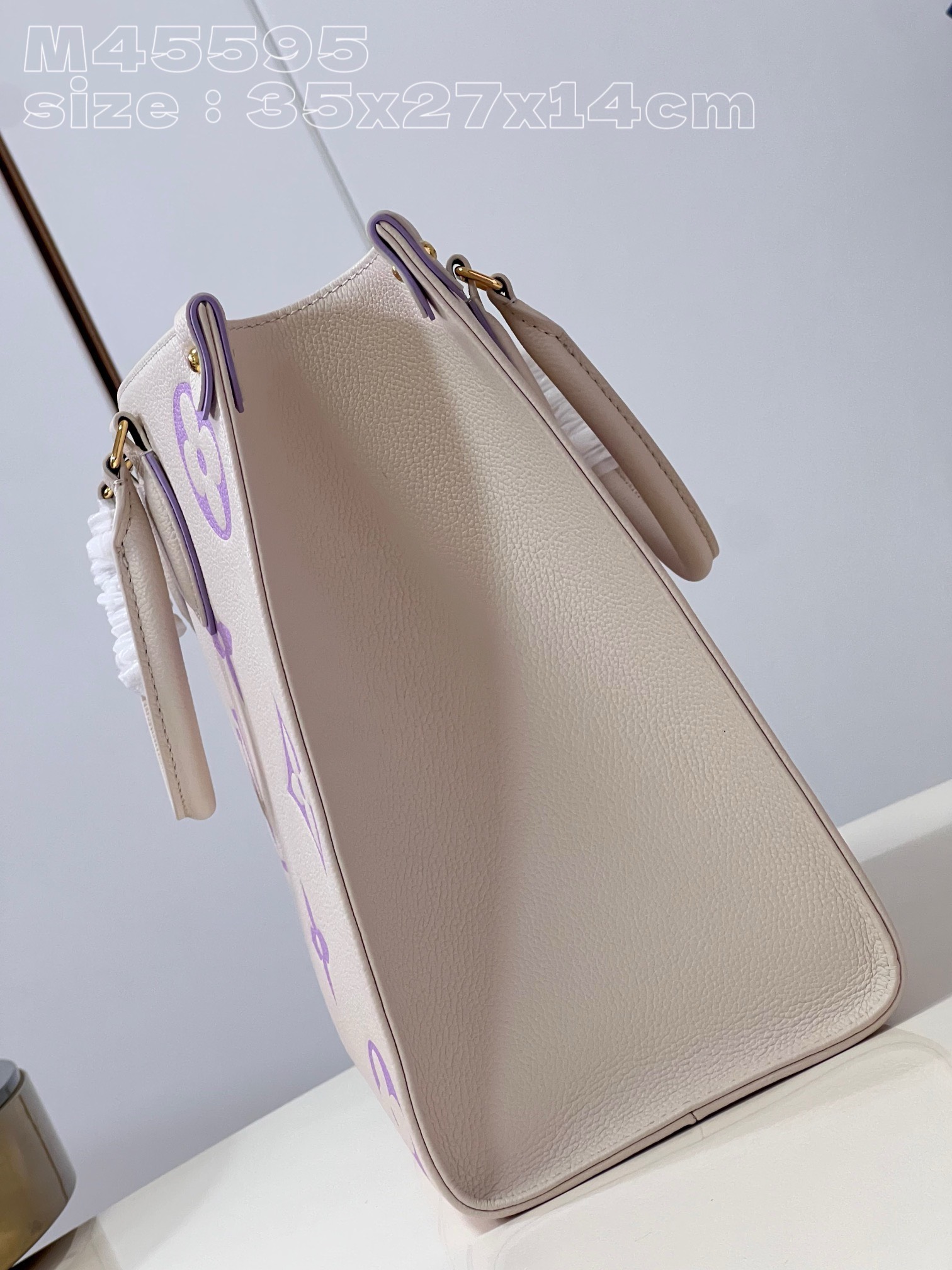 Bagsaaa L0vis Vvtt0n Onthego MM White&Purple - 35*27*14CM