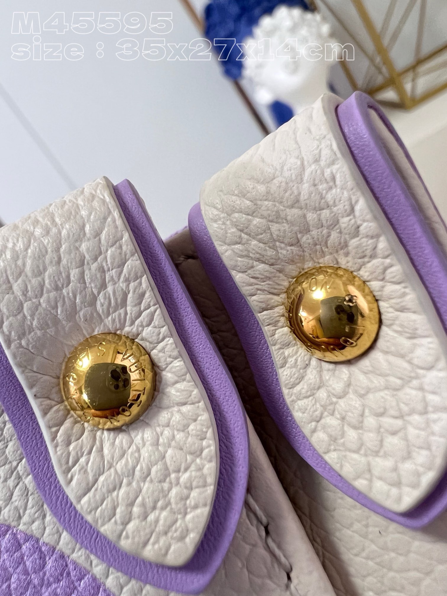 Bagsaaa L0vis Vvtt0n Onthego MM White&Purple - 35*27*14CM