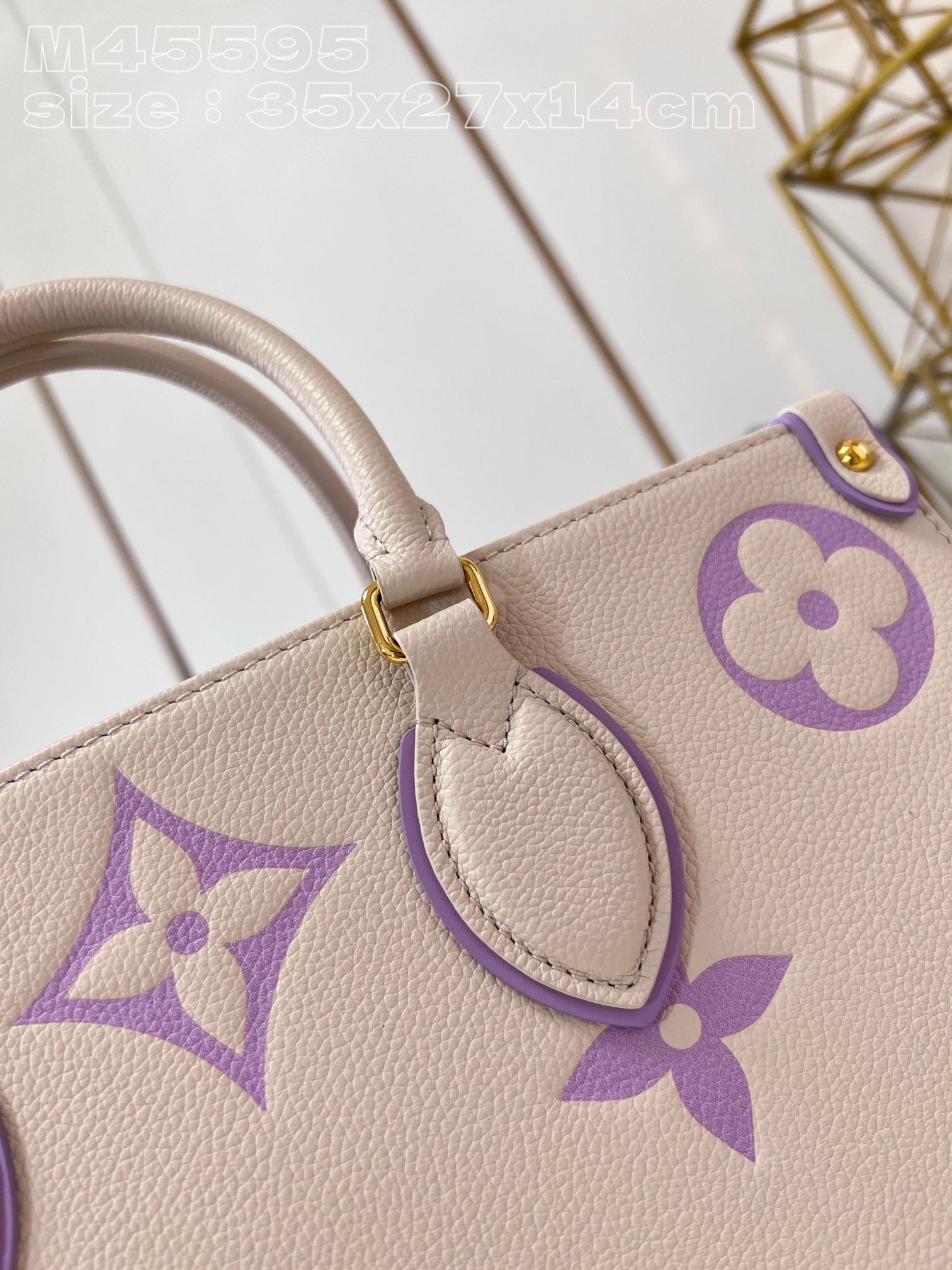 Bagsaaa L0vis Vvtt0n Onthego MM White&Purple - 35*27*14CM