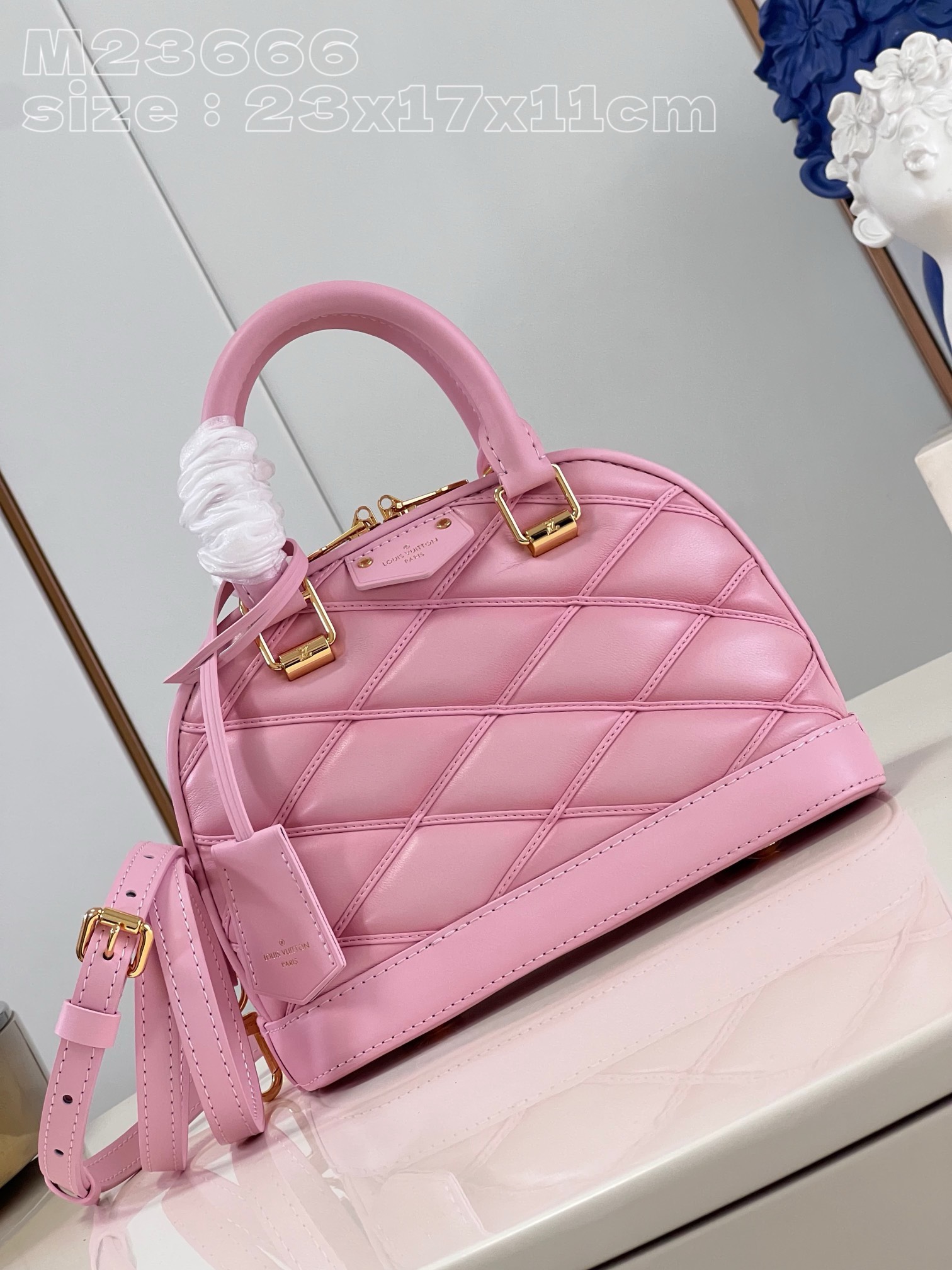 Bagsaaa L0vis Vvtt0n Alma BB Pink In Crisscross lining - 23x17x11cm