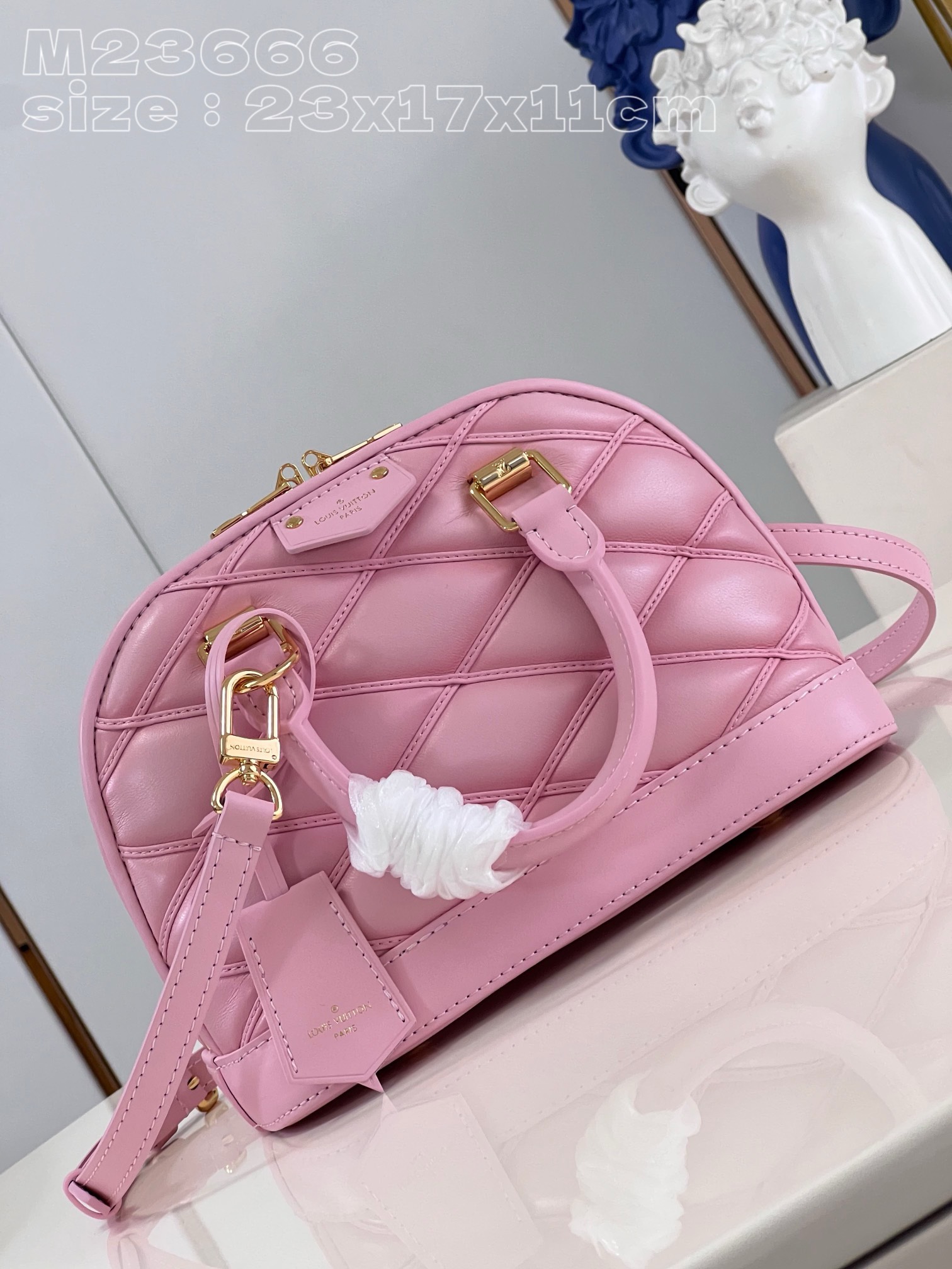 Bagsaaa L0vis Vvtt0n Alma BB Pink In Crisscross lining - 23x17x11cm