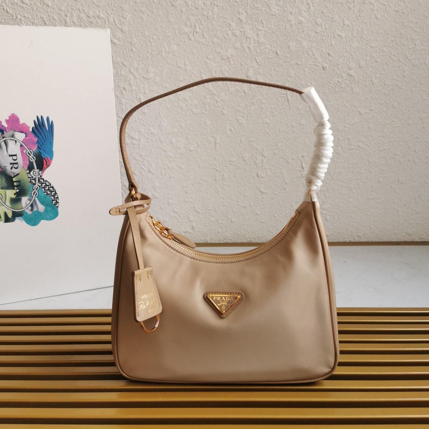 Bagsaaa Pra*a Re-Edition 2005 Re-Nylon mini bag beige - 22x18x6cm