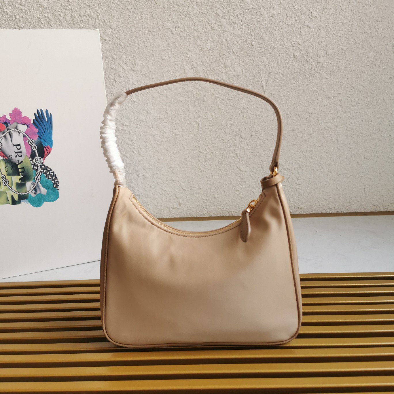 Bagsaaa Pra*a Re-Edition 2005 Re-Nylon mini bag beige - 22x18x6cm