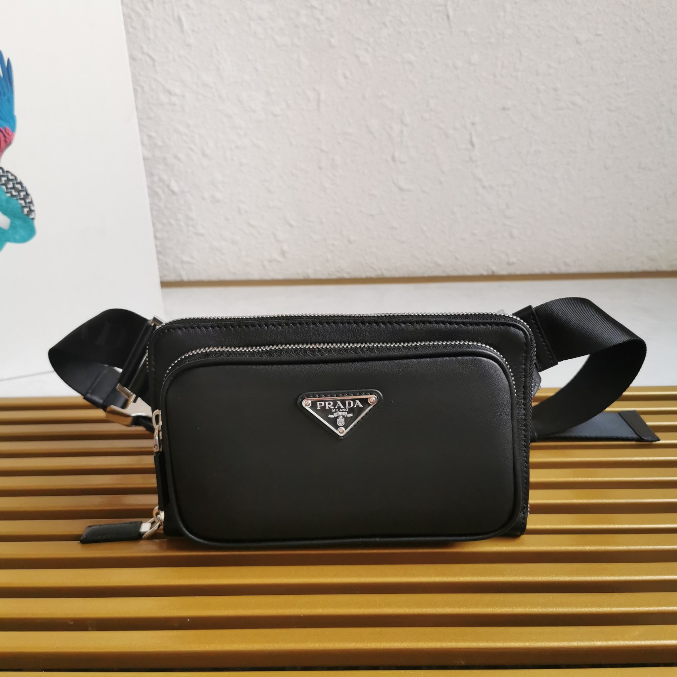 Bagsaaa Pra*a Black Leather Belt Bag - 21*13*2.5cm