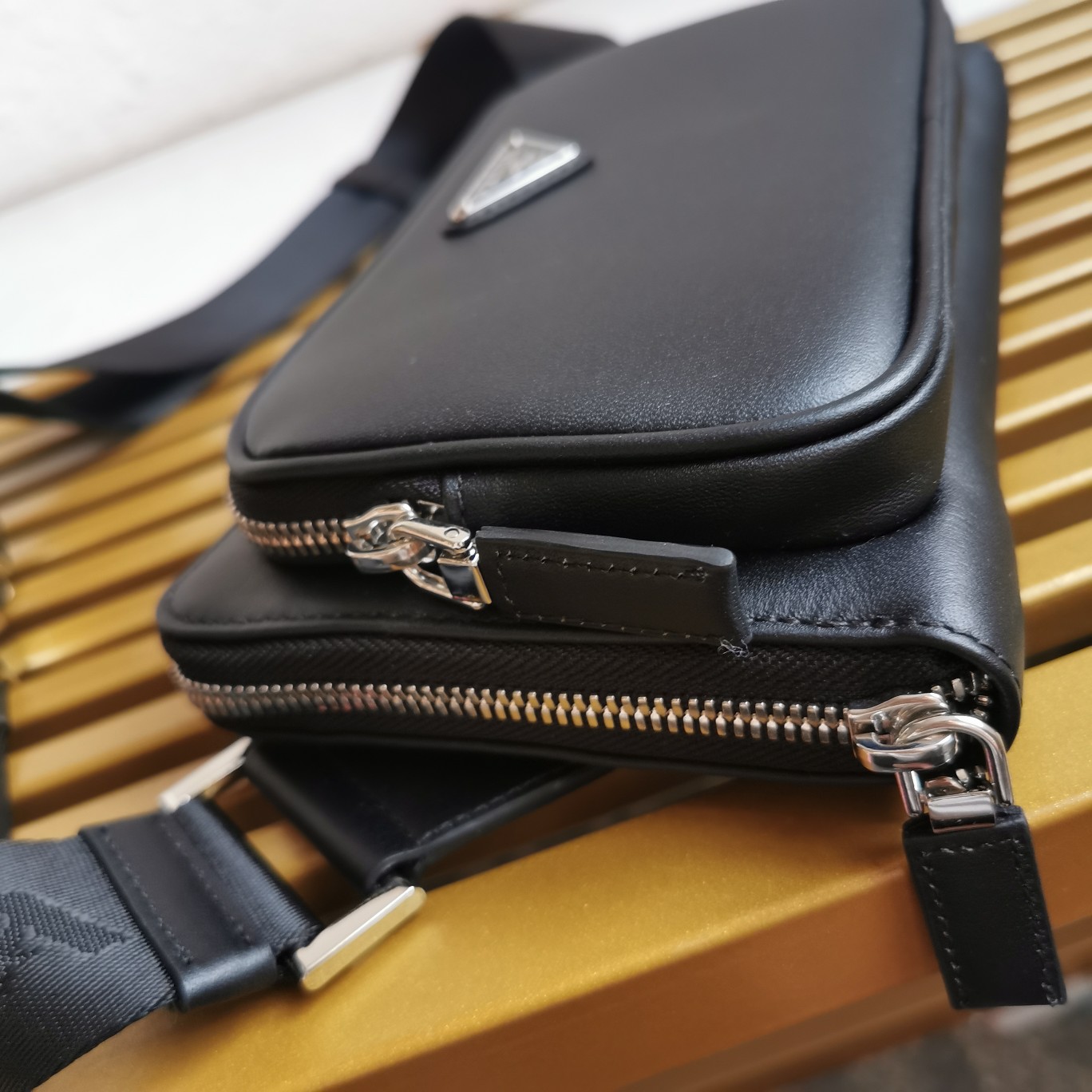 Bagsaaa Pra*a Black Leather Belt Bag - 21*13*2.5cm