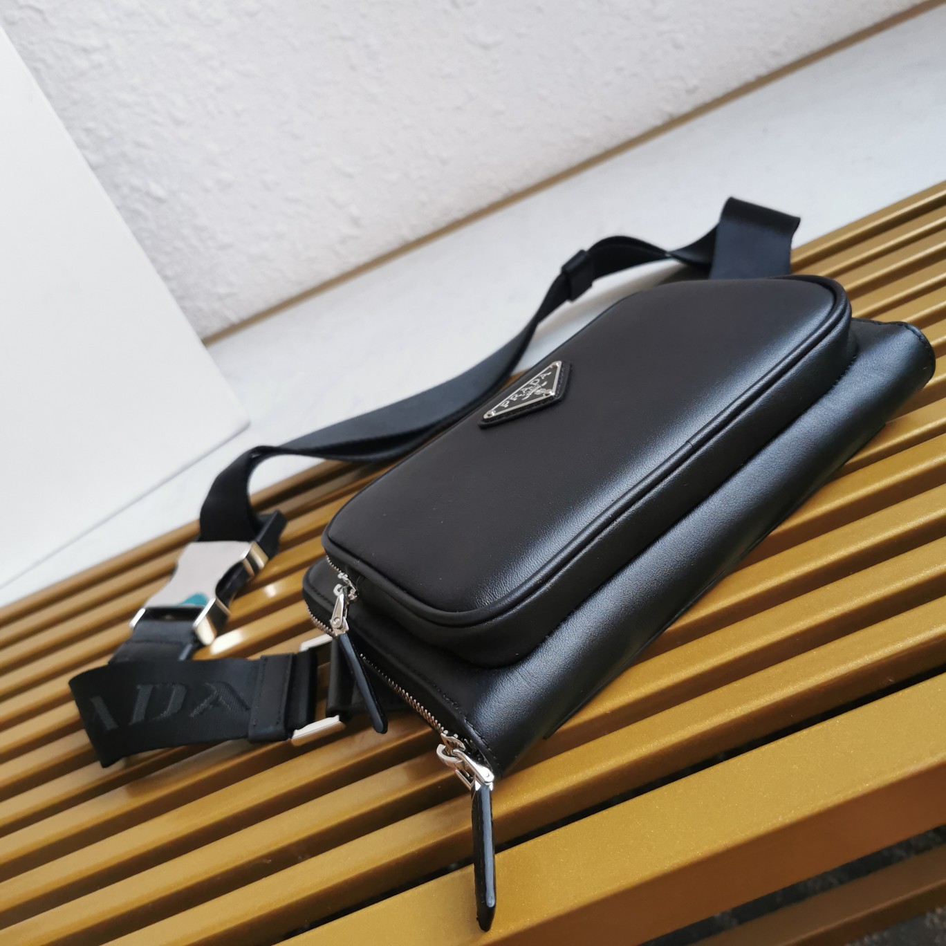 Bagsaaa Pra*a Black Leather Belt Bag - 21*13*2.5cm