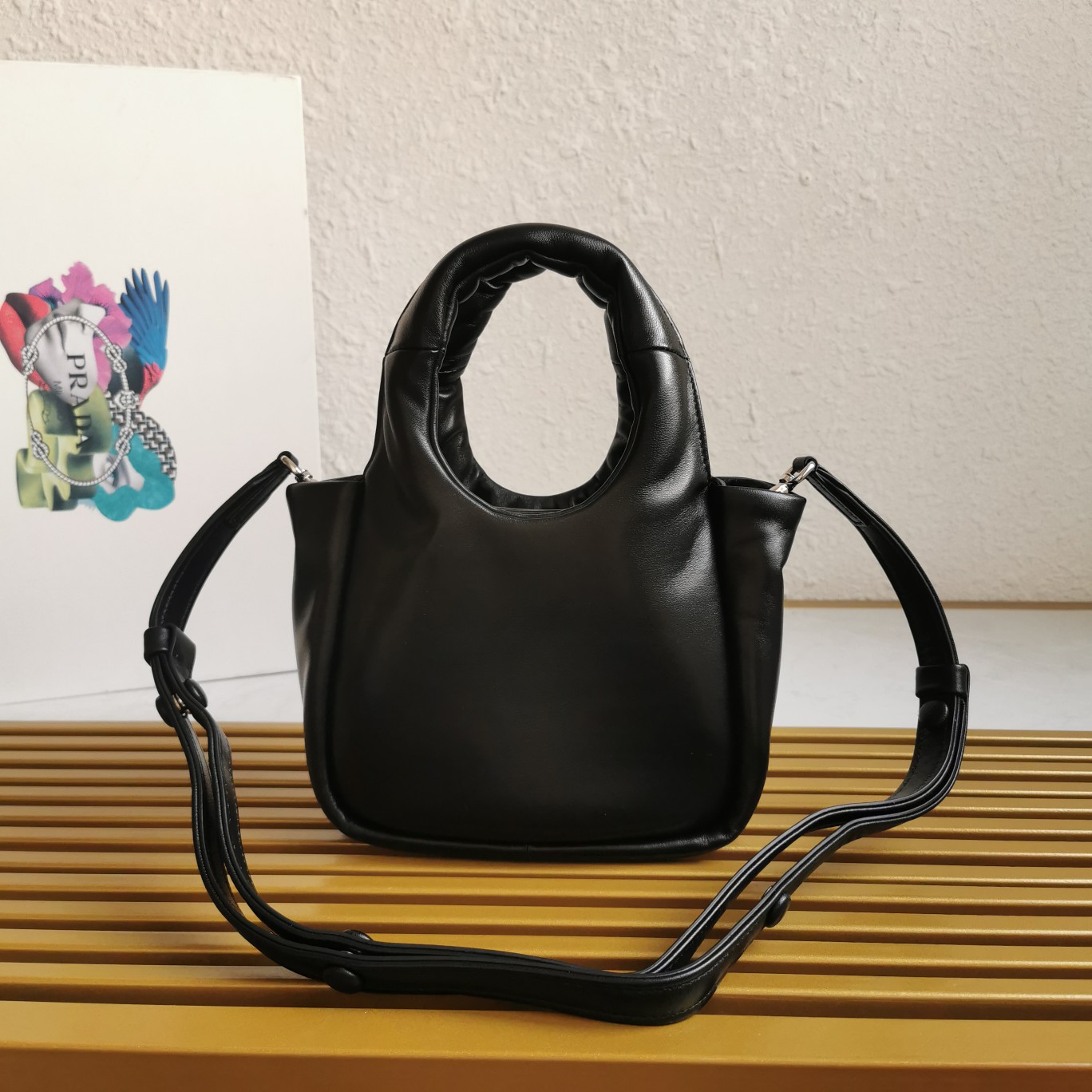Bagsaaa Pra*a Small Padded Soft Nappa In Black - 18*15.5*10cm
