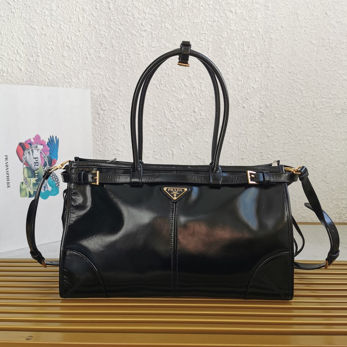 Bagsaaa Pra*a Black Large leather handbag - 38*30*12cm