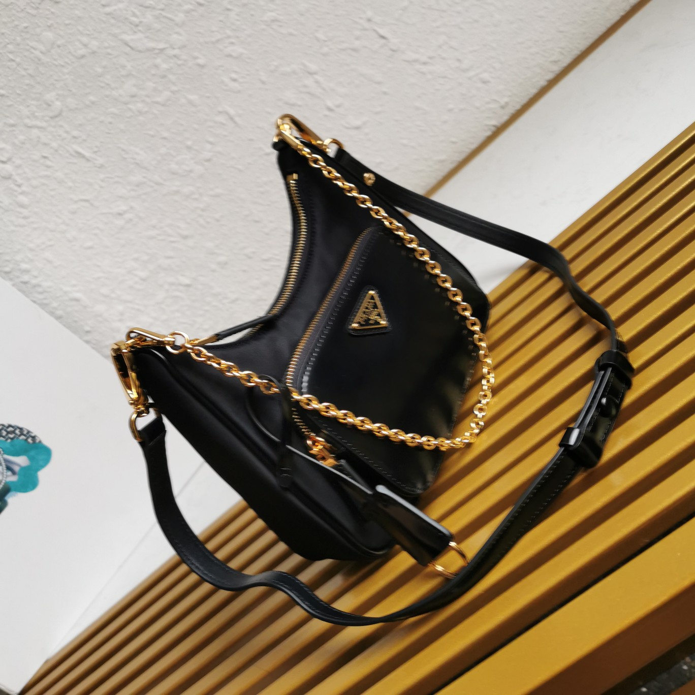 Bagsaaa Pra*a Re-Nylon and brushed leather mini-bag - 22*19.5*6cm