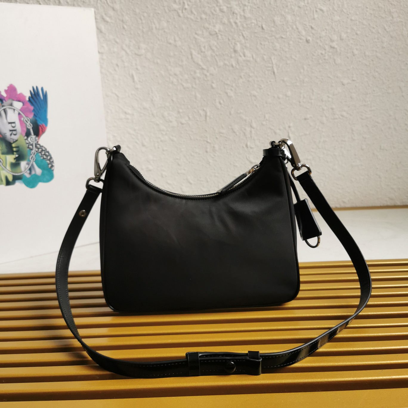 Bagsaaa Pra*a Re-Nylon and brushed leather mini-bag silver hardware - 22*19.5*6cm