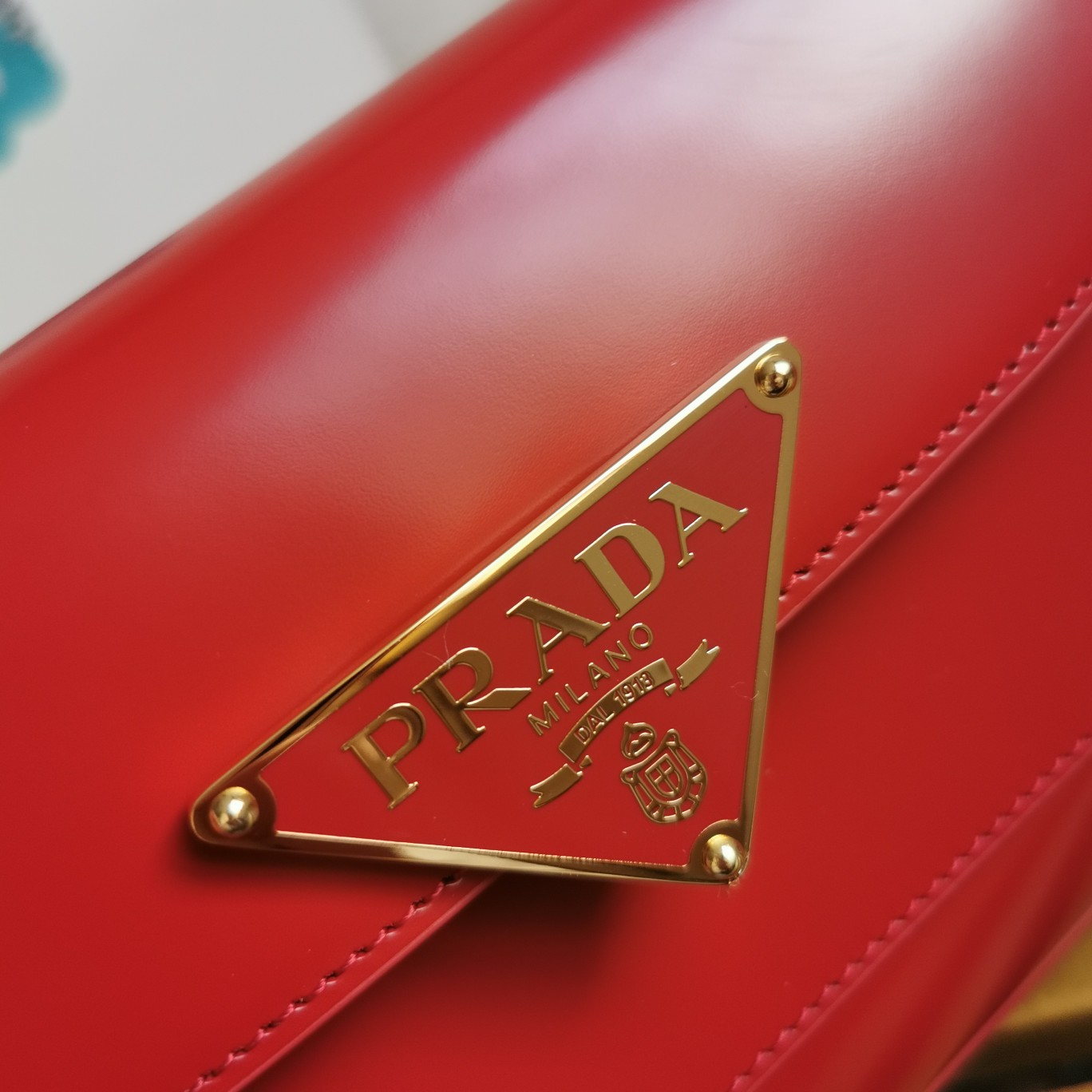 Bagsaaa Pra*a Logo Plaque Shoulder Bag Red - 24x11x4cm