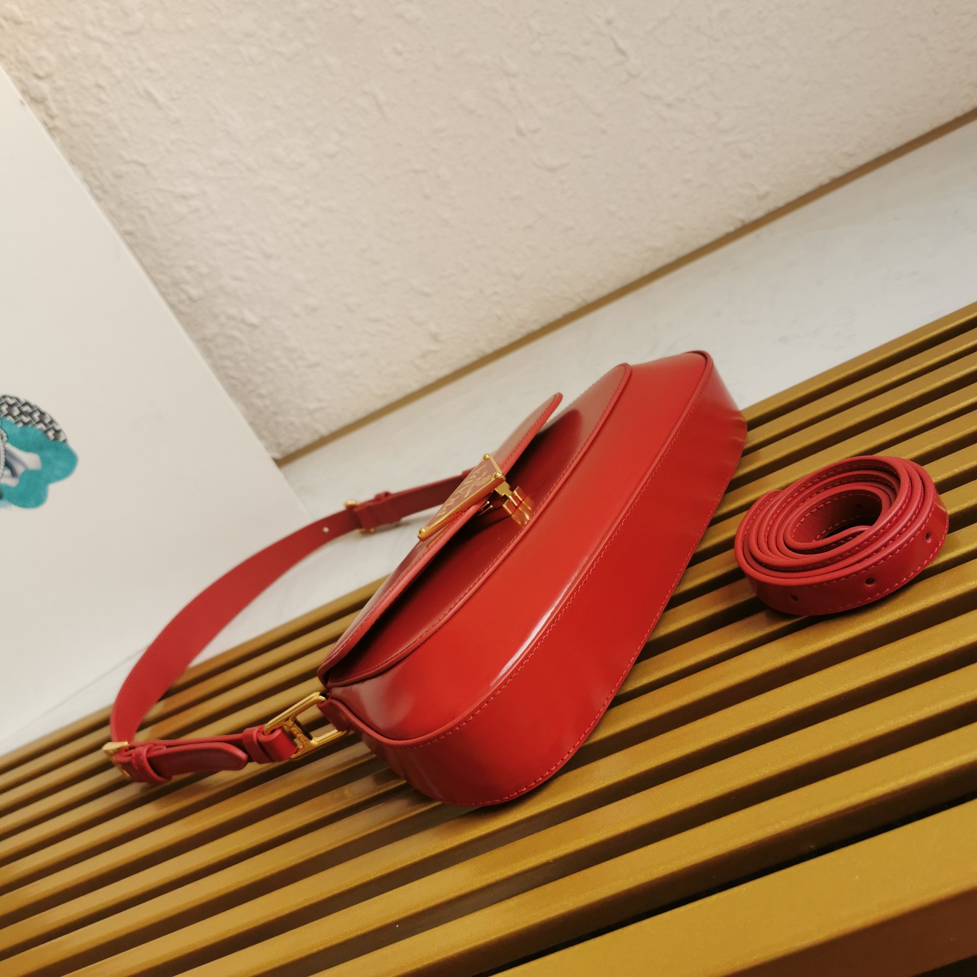 Bagsaaa Pra*a Logo Plaque Shoulder Bag Red - 24x11x4cm