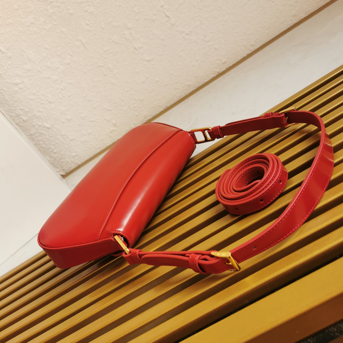 Bagsaaa Pra*a Logo Plaque Shoulder Bag Red - 24x11x4cm