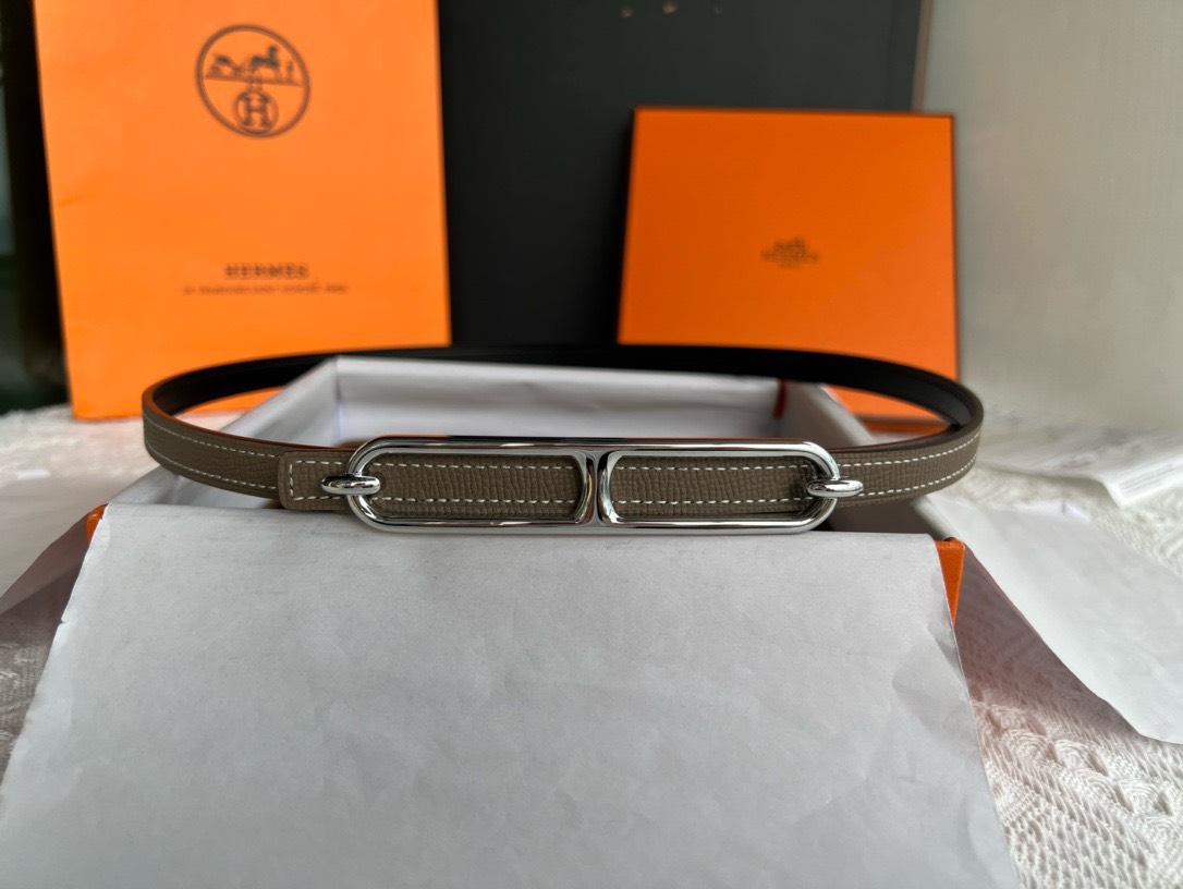 Bagsaaa H**me5 Swift Epsom 13mm Roulis Belt Grey