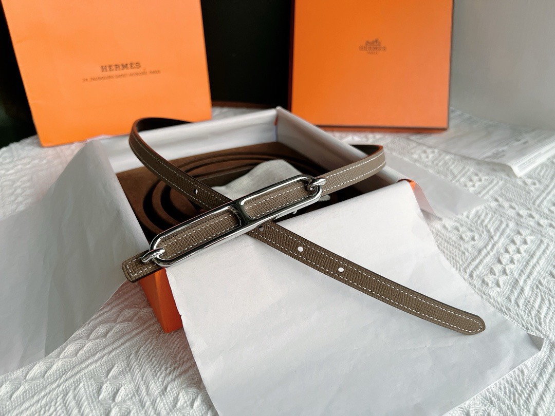 Bagsaaa H**me5 Swift Epsom 13mm Roulis Belt Grey