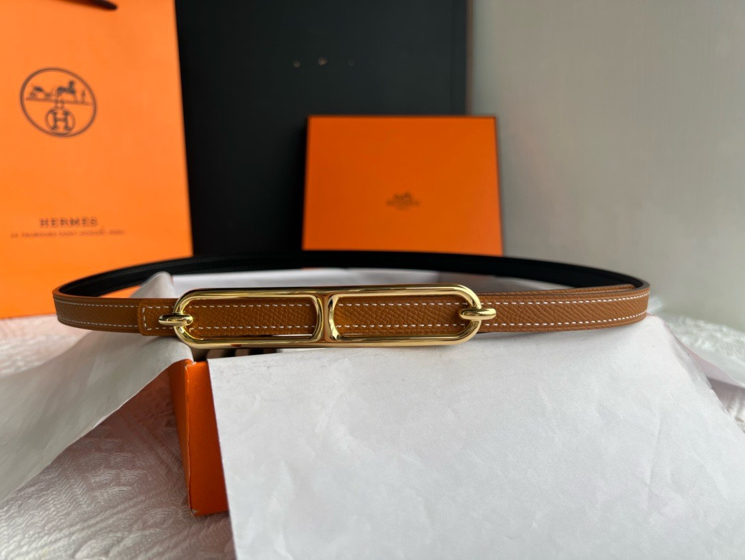 Bagsaaa H**me5 Swift Epsom 13mm Roulis Belt Brown