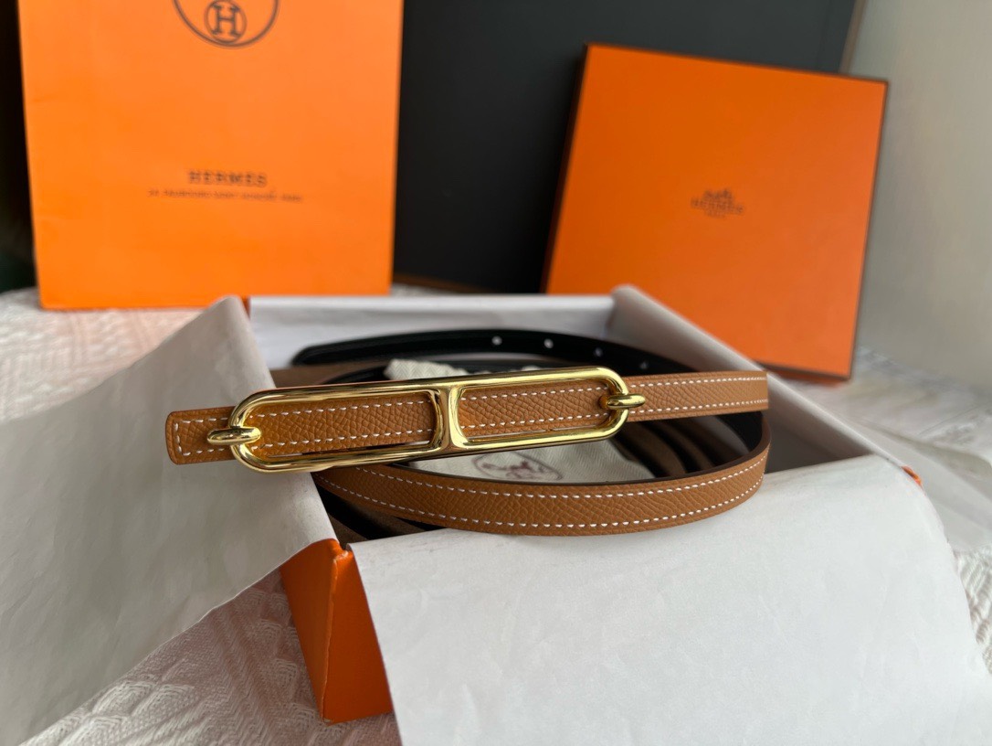 Bagsaaa H**me5 Swift Epsom 13mm Roulis Belt Brown