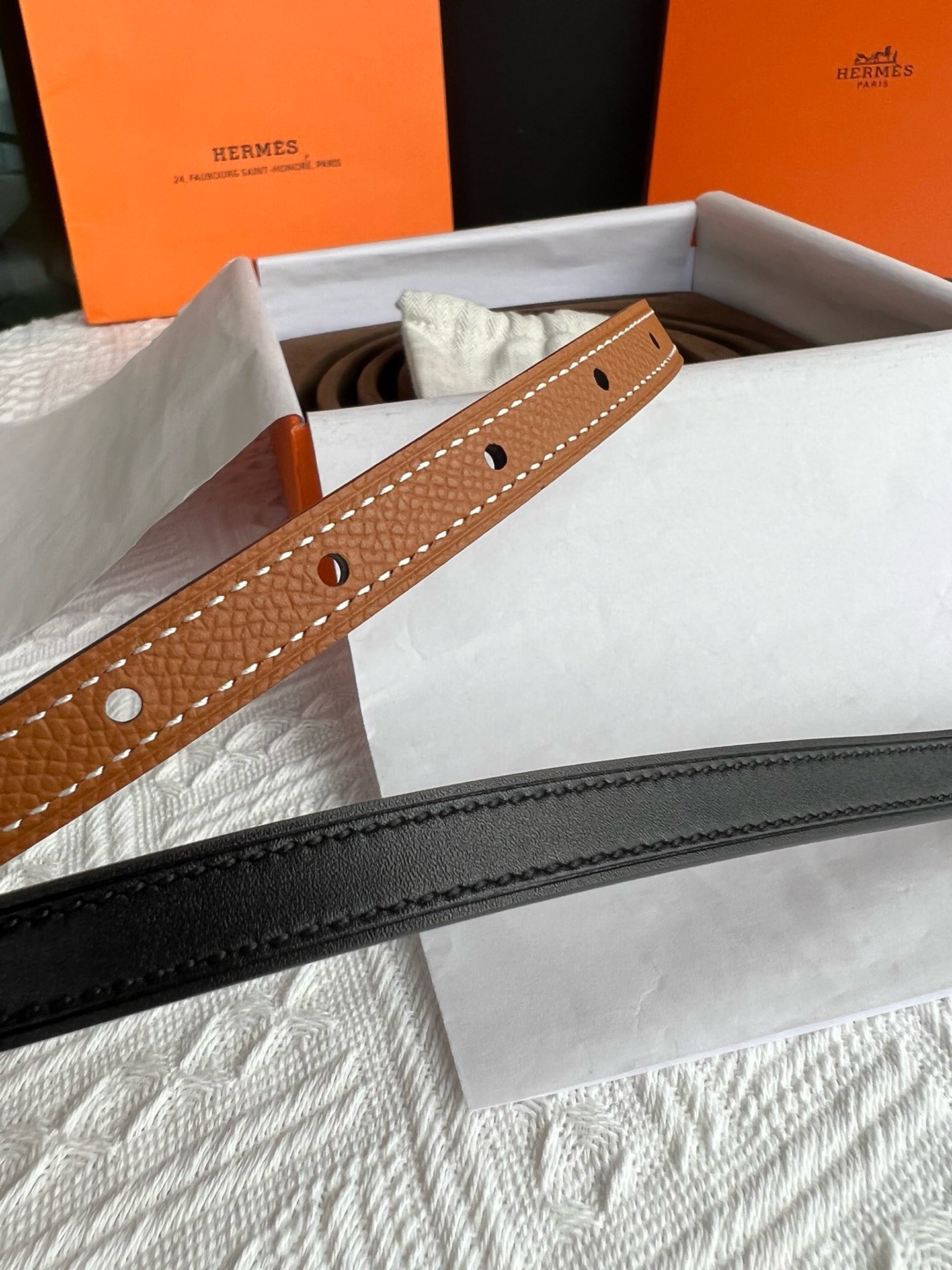 Bagsaaa H**me5 Swift Epsom 13mm Roulis Belt Brown