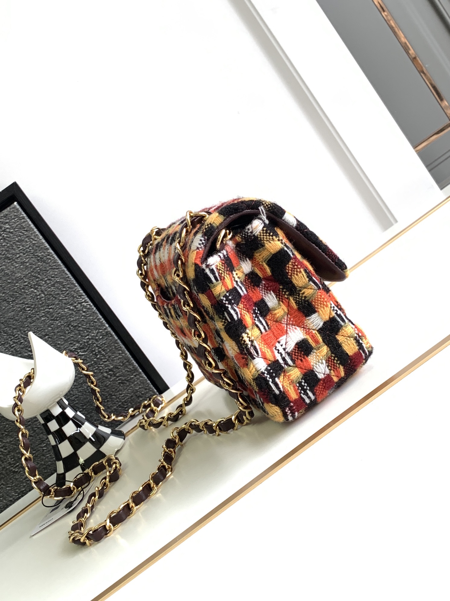Bagsaaa Ch**el Flap Bag Multicolor Tweed 20cm