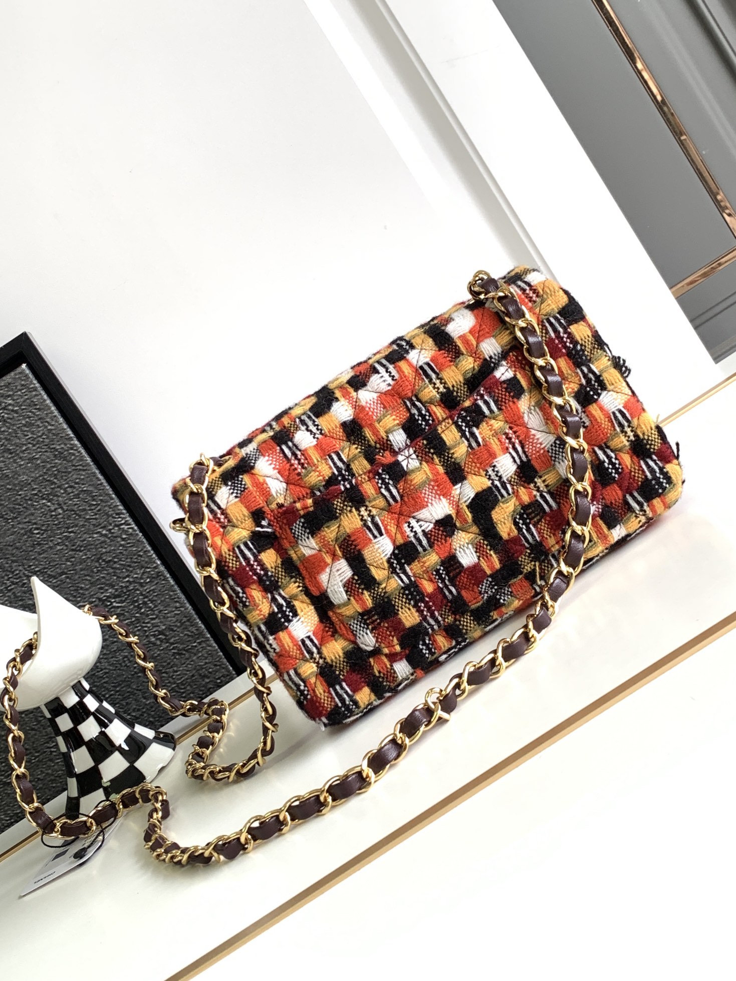 Bagsaaa Ch**el Flap Bag Multicolor Tweed 20cm