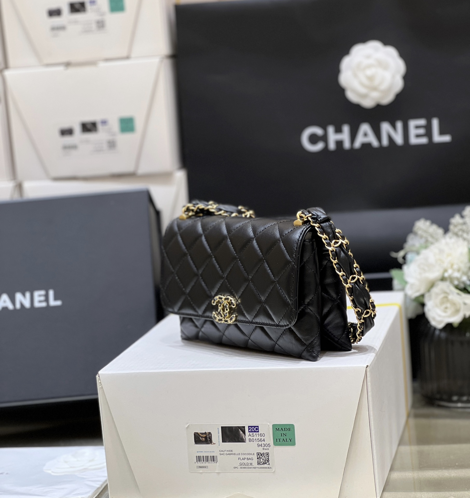 Bagsaaa Ch**el Flap Bag Black Leather - 13*18*6cm