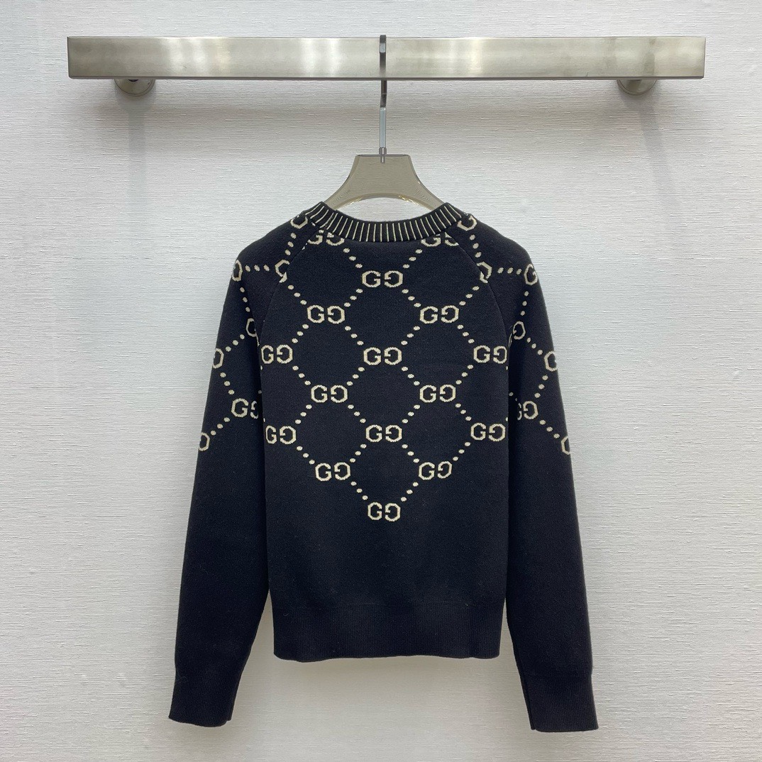 Bagsaaa Gvc*1 Interlocking Gg Jacquard Wool Sweater Black