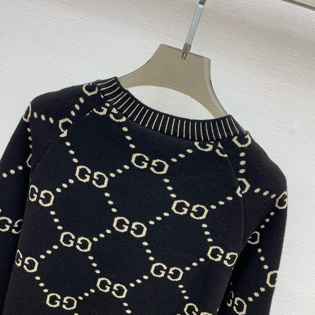 Bagsaaa Gvc*1 Interlocking Gg Jacquard Wool Sweater Black