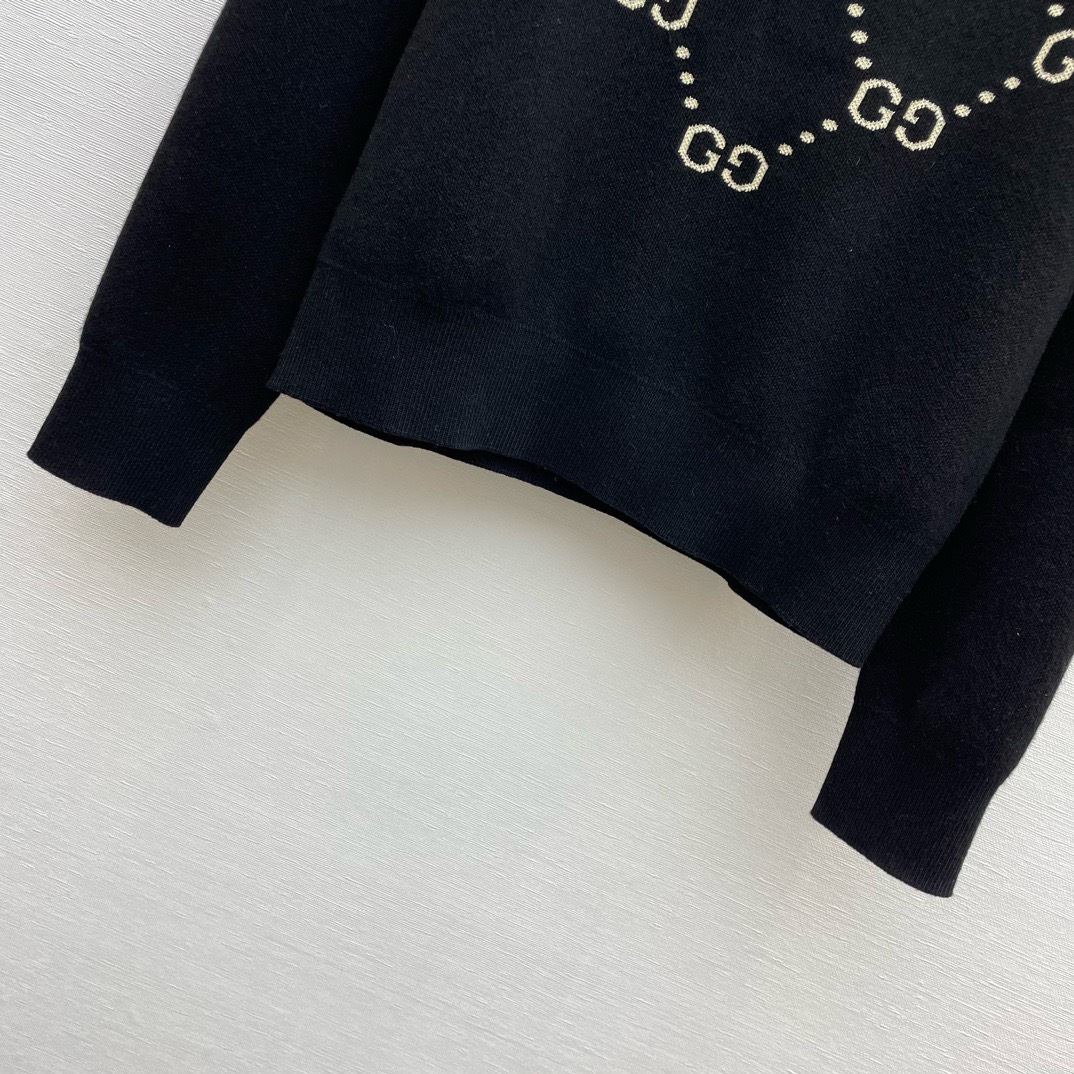 Bagsaaa Gvc*1 Interlocking Gg Jacquard Wool Sweater Black