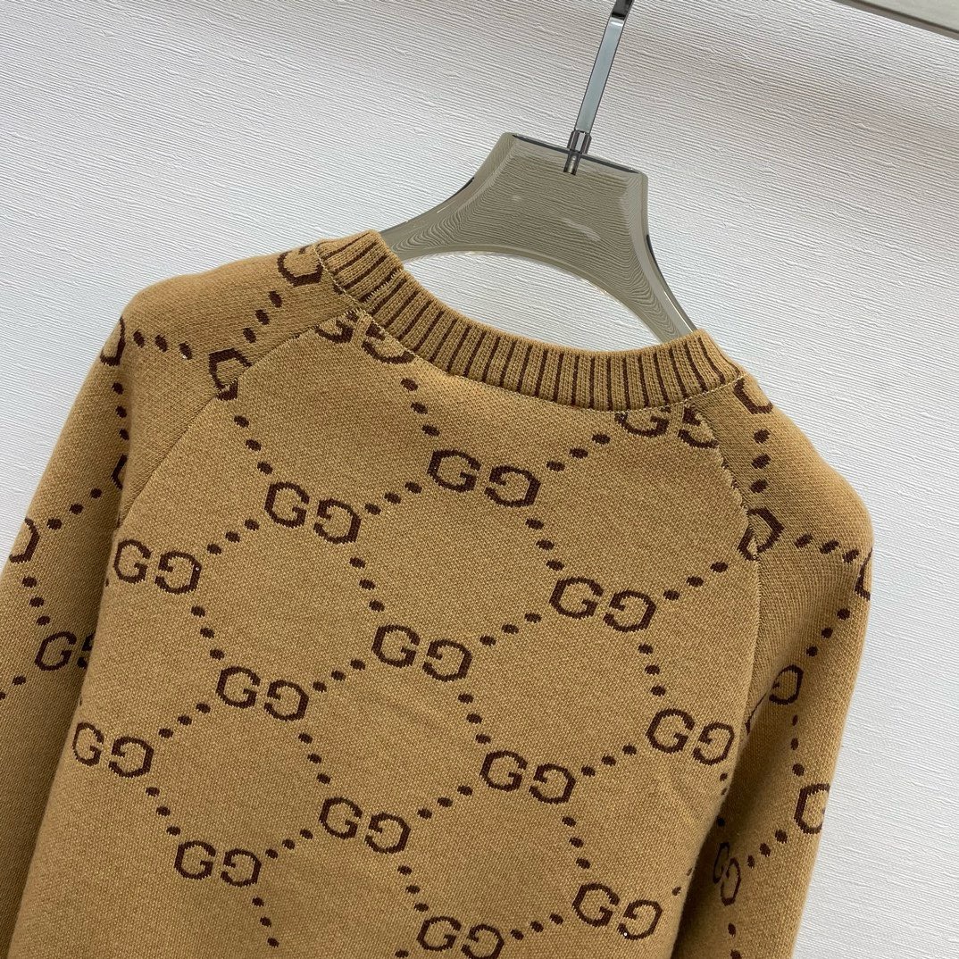 Bagsaaa Gvc*1 Interlocking Gg Jacquard Wool Sweater Brown