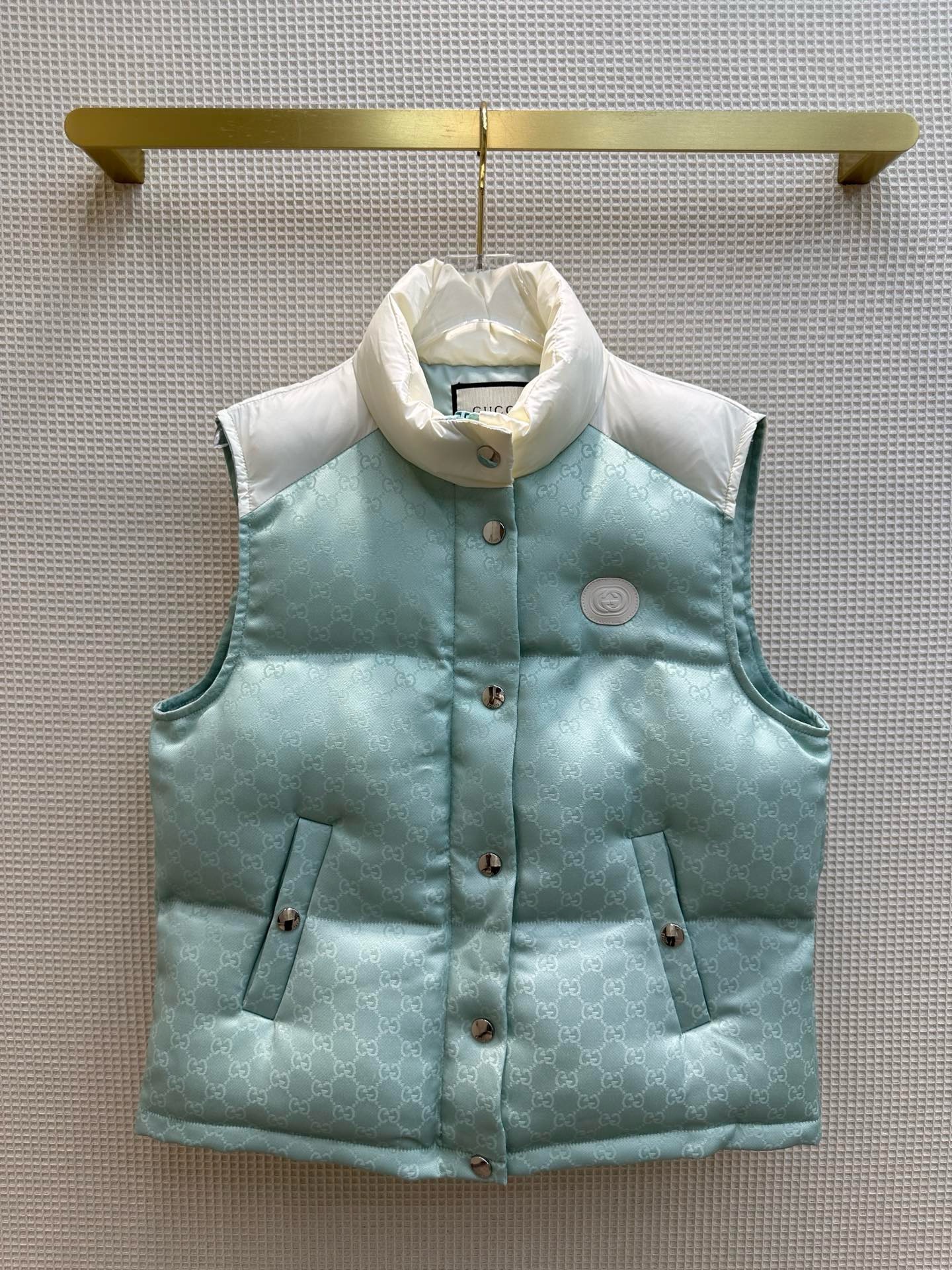 Bagsaaa Gvc*1 GG COTTON CANVAS PADDED GILET GREEN