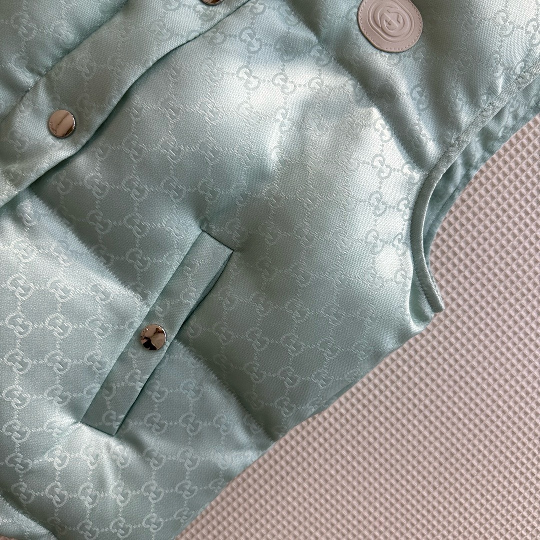 Bagsaaa Gvc*1 GG COTTON CANVAS PADDED GILET GREEN