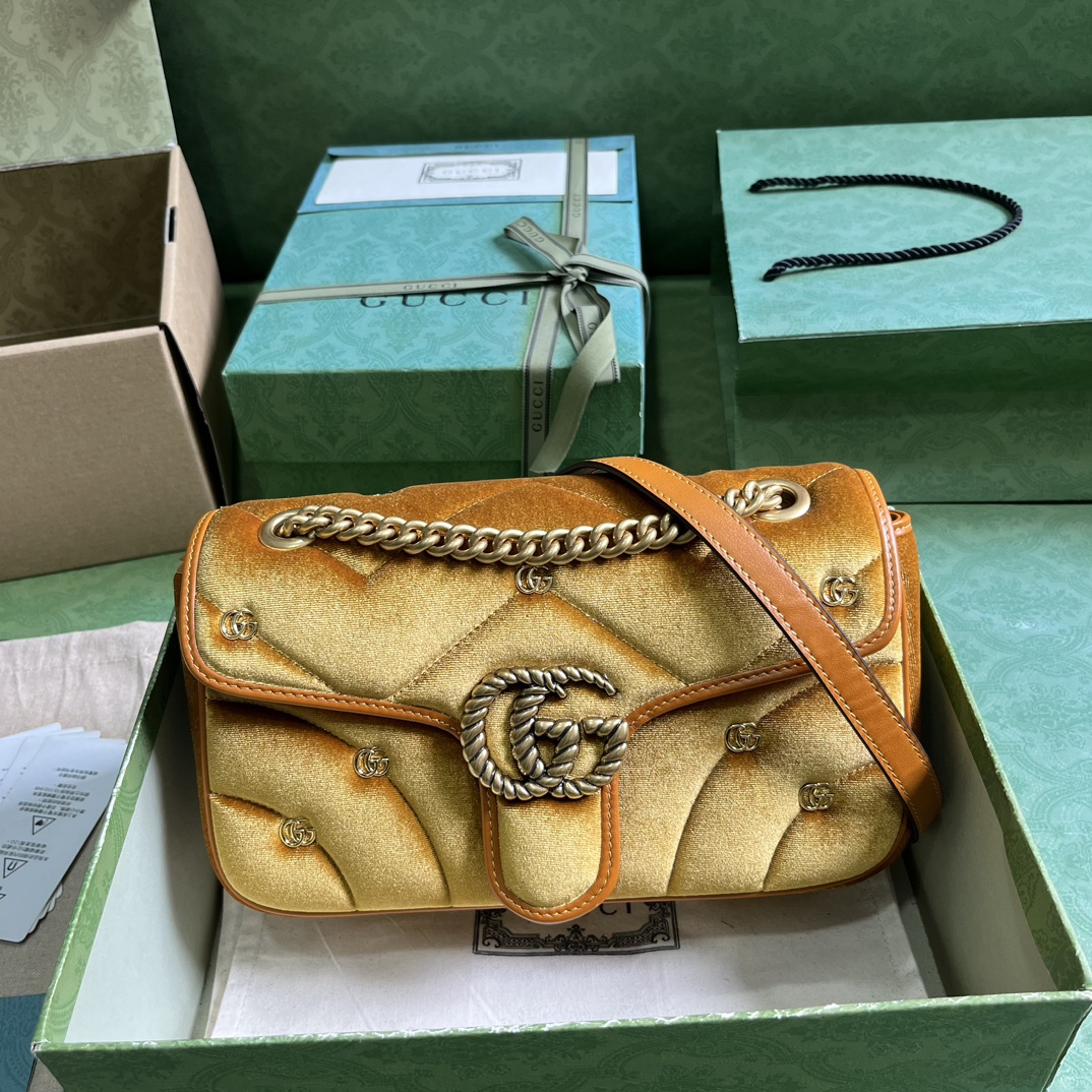 Bagsaaa Gvc*1 Mini Marmont Yellow Velvet - 22*13*6cm