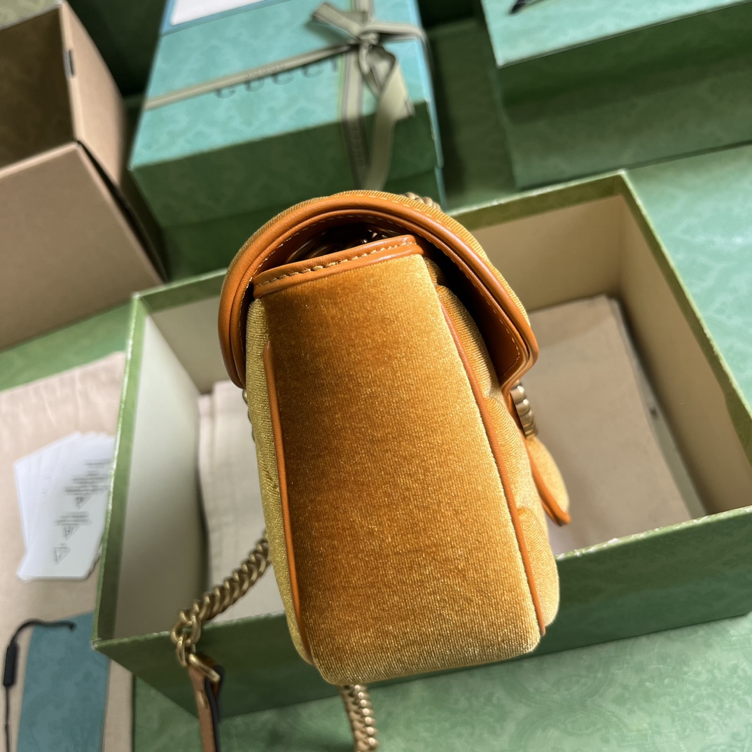 Bagsaaa Gvc*1 Mini Marmont Yellow Velvet - 22*13*6cm
