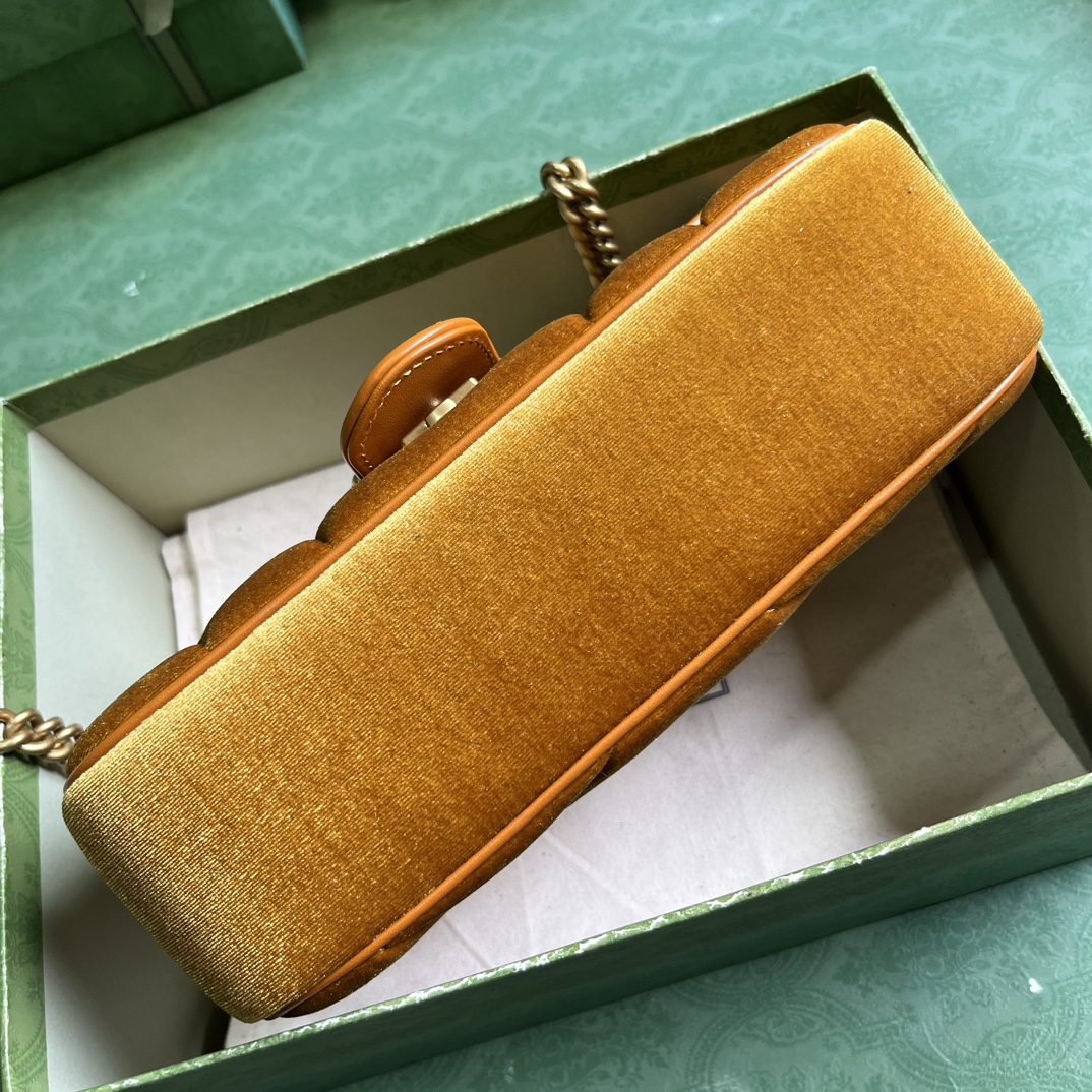 Bagsaaa Gvc*1 Mini Marmont Yellow Velvet - 22*13*6cm