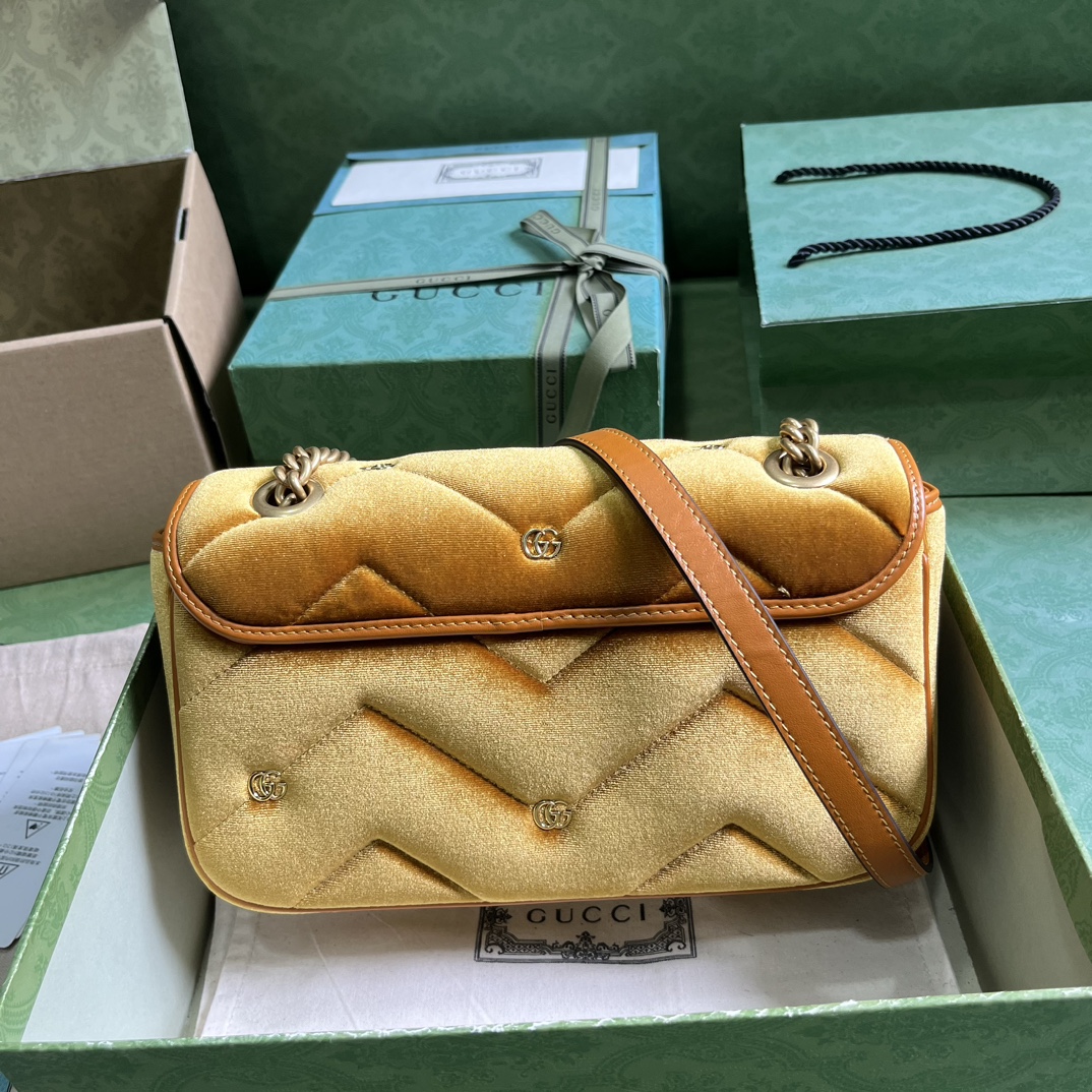 Bagsaaa Gvc*1 Mini Marmont Yellow Velvet - 22*13*6cm