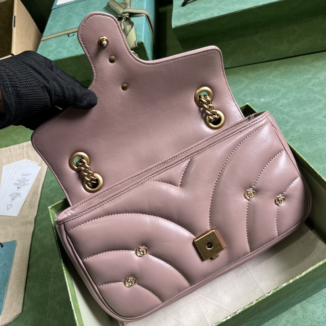 Bagsaaa Gvc*1 Mini Marmont Pink Leather - 22*13*6cm