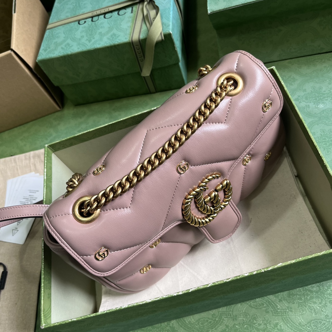 Bagsaaa Gvc*1 Mini Marmont Pink Leather - 22*13*6cm