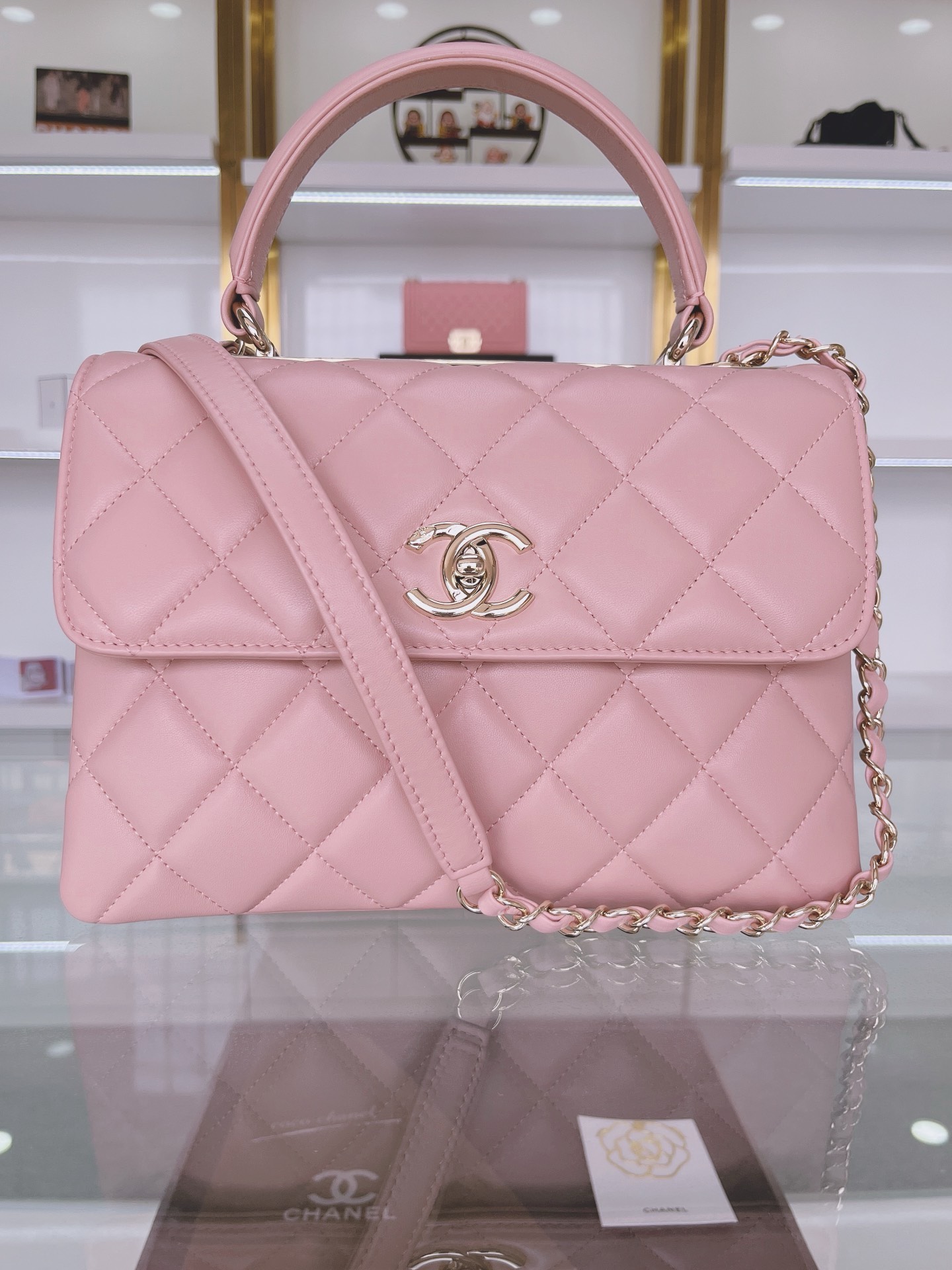Bagsaaa Ch**el Trendy CC Pink Gold Hardware 25cm